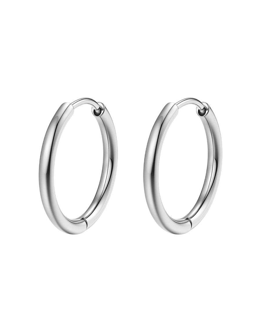 Hey Happiness Klassische Creolen – Edelstahl, wasserfest 12 mm Silber Damen