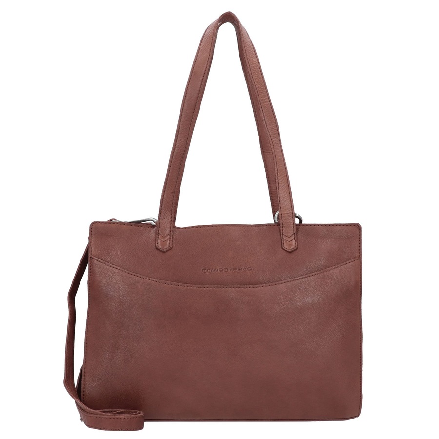 Cowboysbag Elston Schultertasche Leder 34 cm tan Schwarz Damen