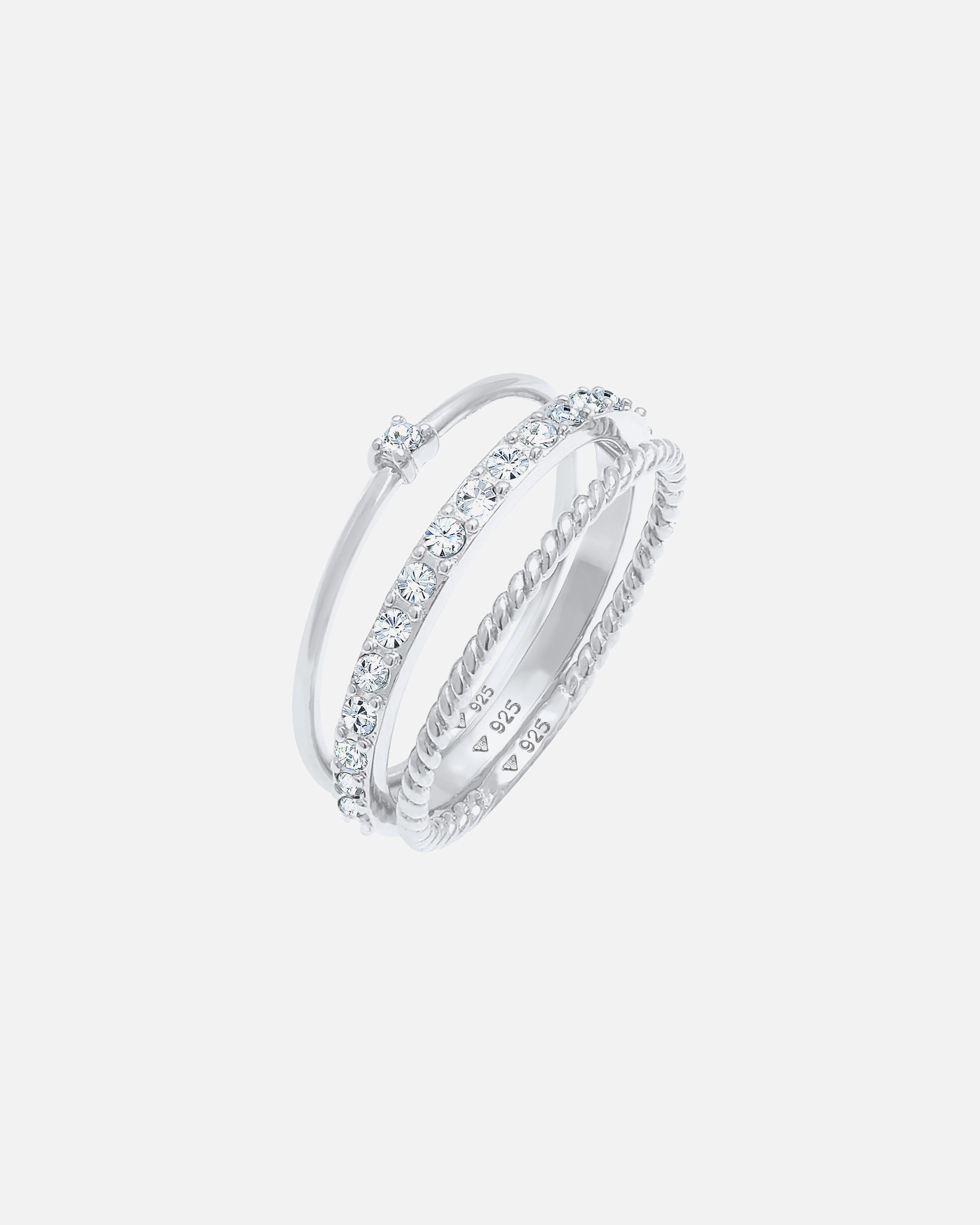 Ring für Weiblich Elli Elli Ring Stapelring 3er Set 925 Silber, mit Kristallen von Swarovski® 58