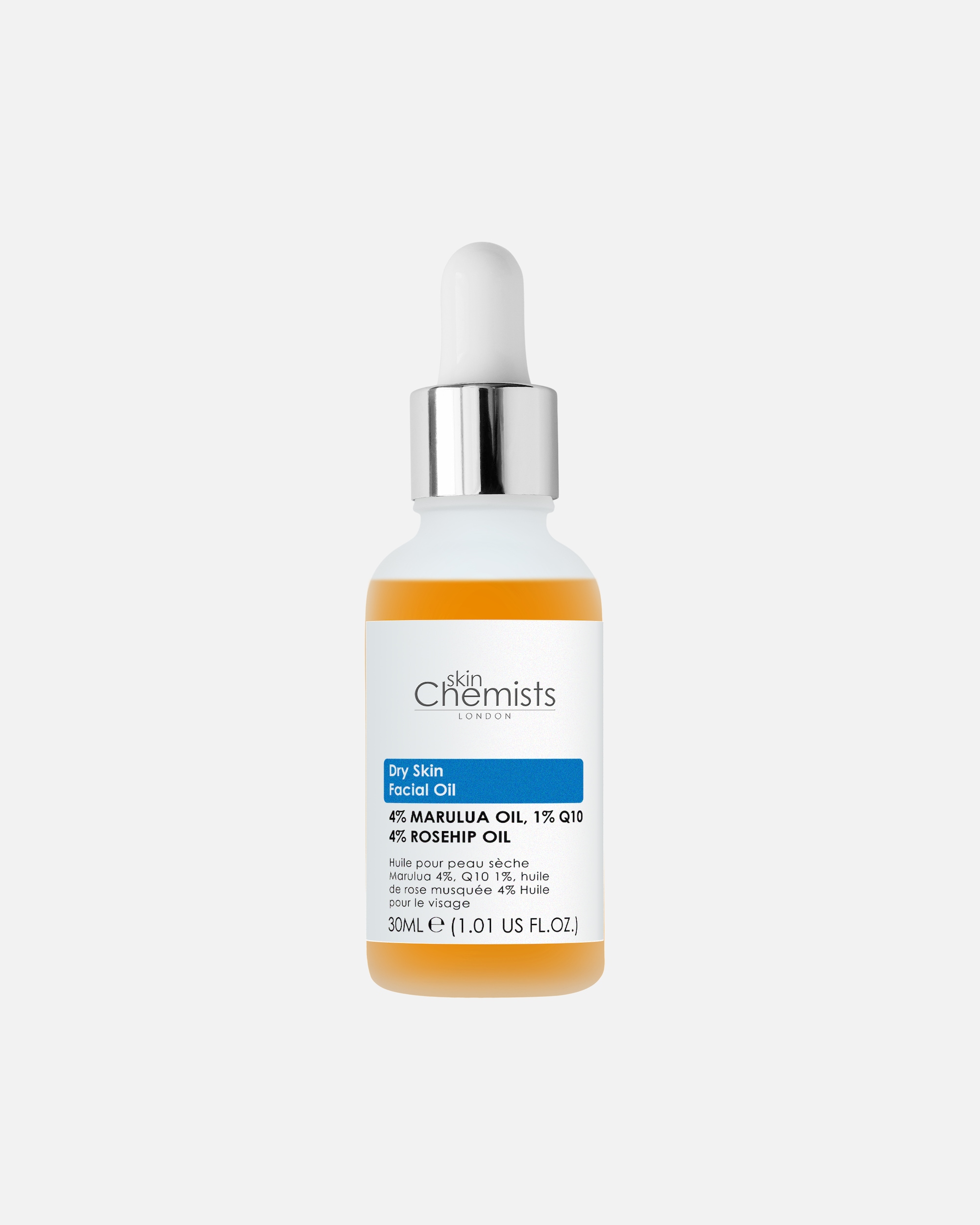 Gesichtsöl für Unisex skinChemists Gesichtsserum mit 4% Marulaöl, 1% Q10 & 4% Hagebuttenöl 30 ml