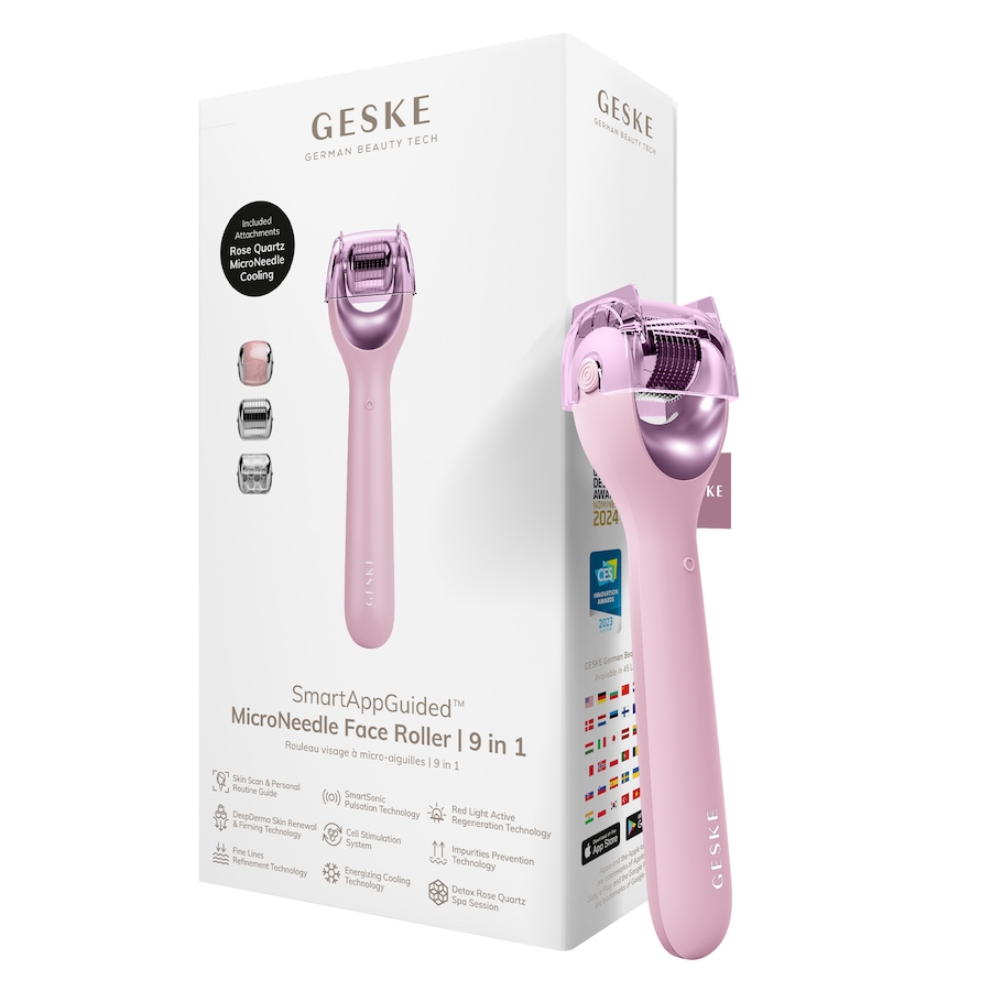 GESKE SmartAppGuided MicroNeedle Face Roller | 9 in 1 Pink