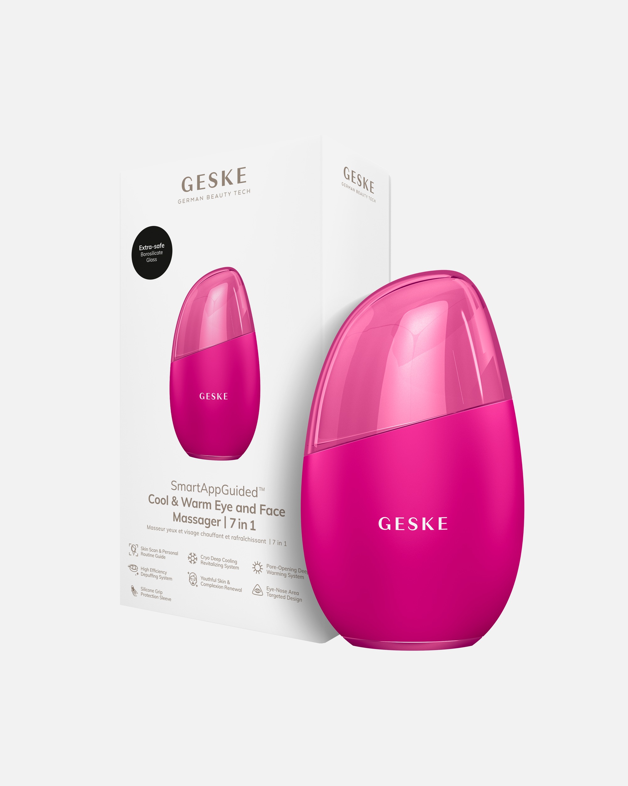 Elektrisches Gesichtsmassagegerät für Unisex GESKE GESKE SmartAppGuided™ Cool & Warm Eye & Face Massager | 7 in 1 Magenta