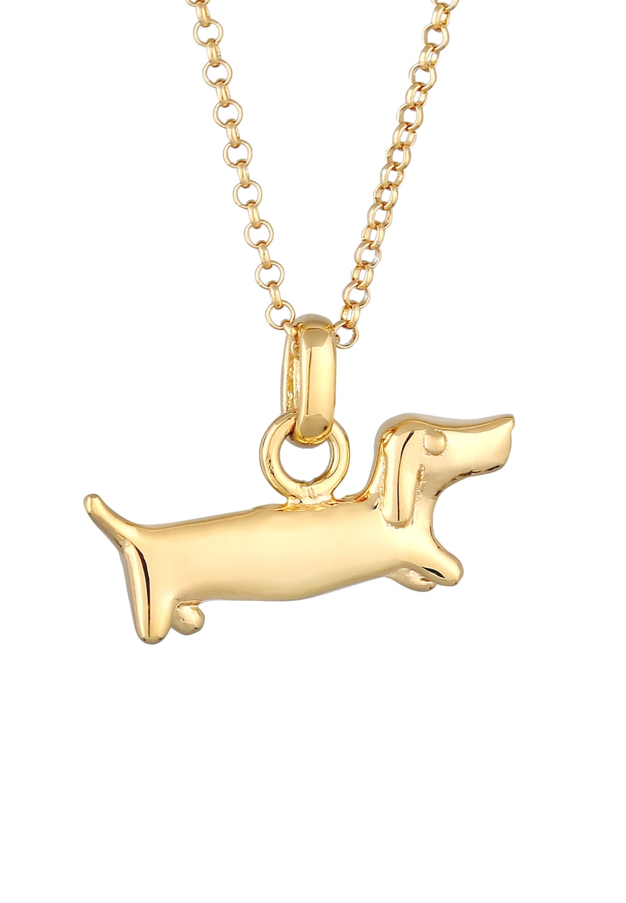 Elli Anhänger Hund Dackel 925 Sterling Silver goldfarben Damen