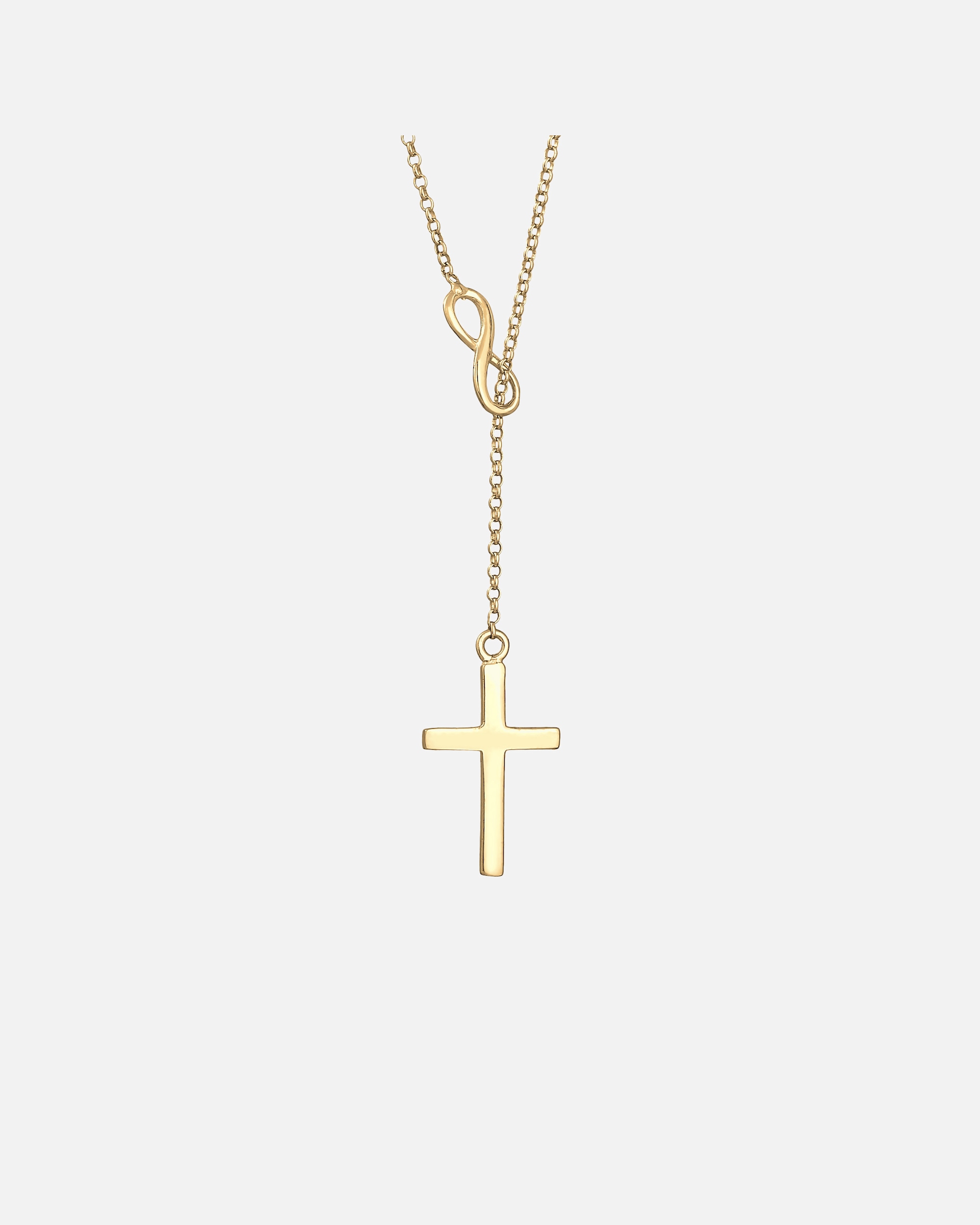 Halskette für Weiblich Elli Y-Kette Kreuz Infinity Symbol 925 Silber goldfarben