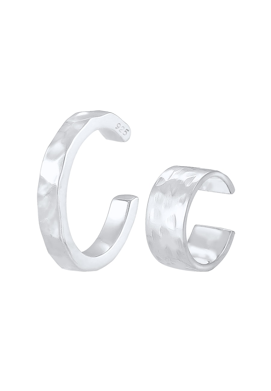 Elli Earcuff Set Geo Look Gehämmert Organic 925 Silber silberfarben Damen