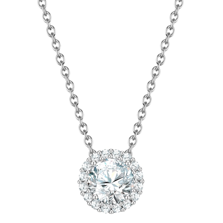 Yokoamii Halskette aus Messing in silber mit Zirkonia 40,0 cm Basiskette + 5,0 Verlängerung Damen