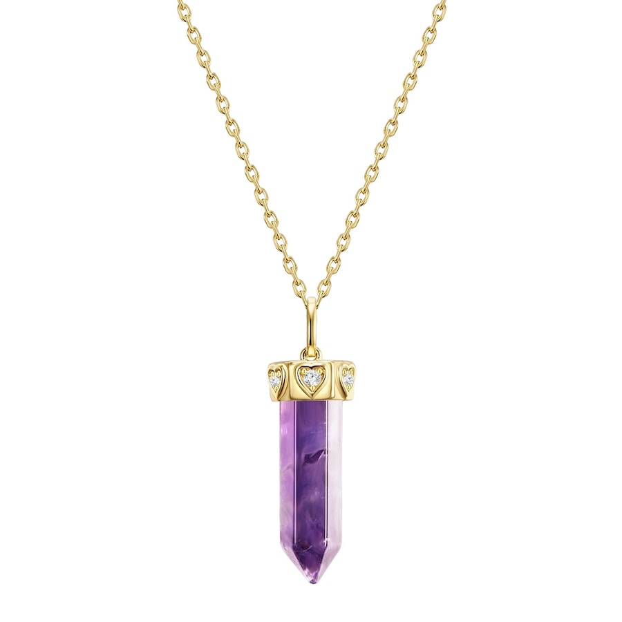 Glanzstücke München Halskette Sterling Silber Amethyst in Gelbgold 45,0 cm Basiskette + 5,0 Verlängerung Damen
