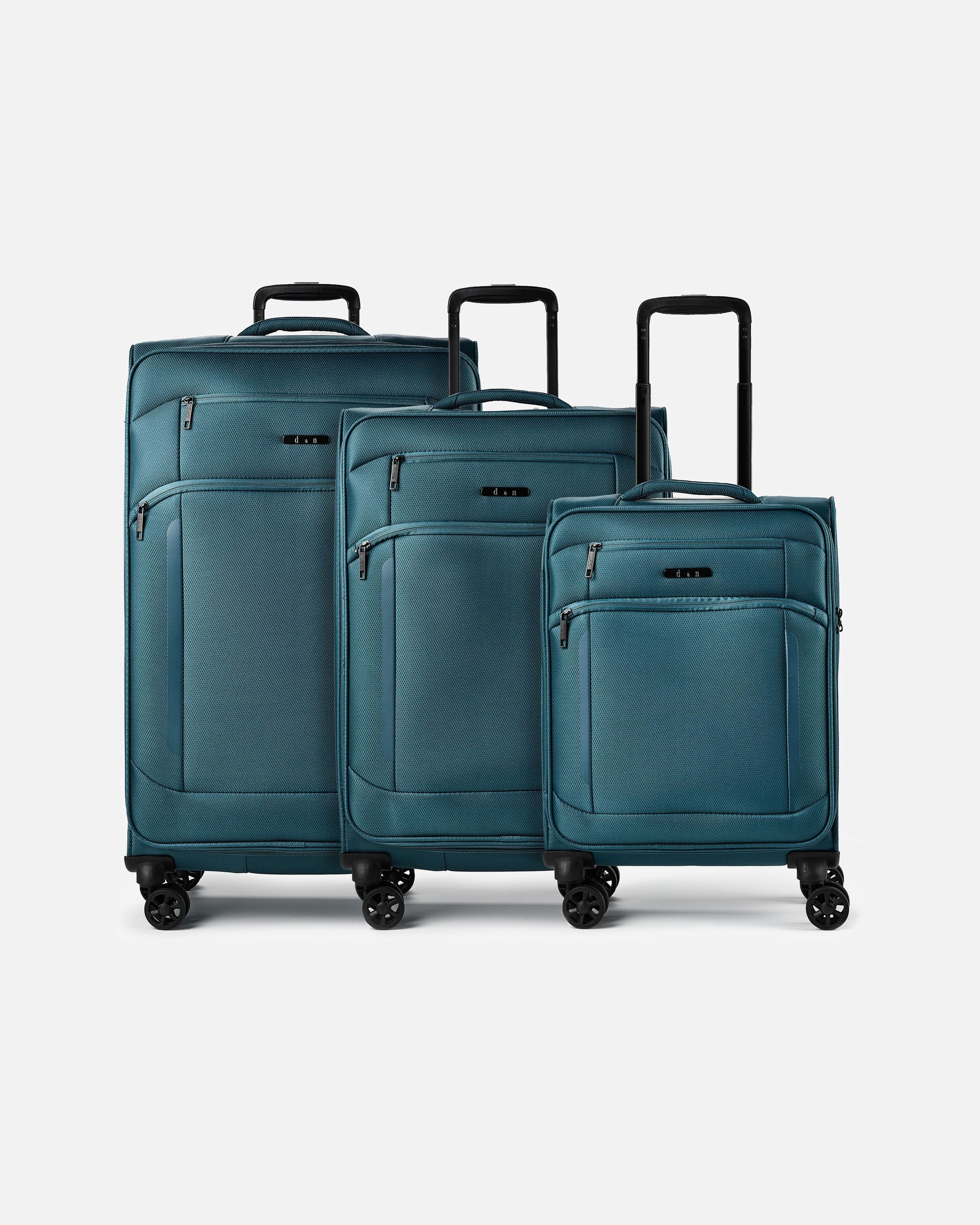 Koffer für Männlich d & n Travel Line 9804 4 Rollen Kofferset 3-teilig mit Dehnfalte petrol