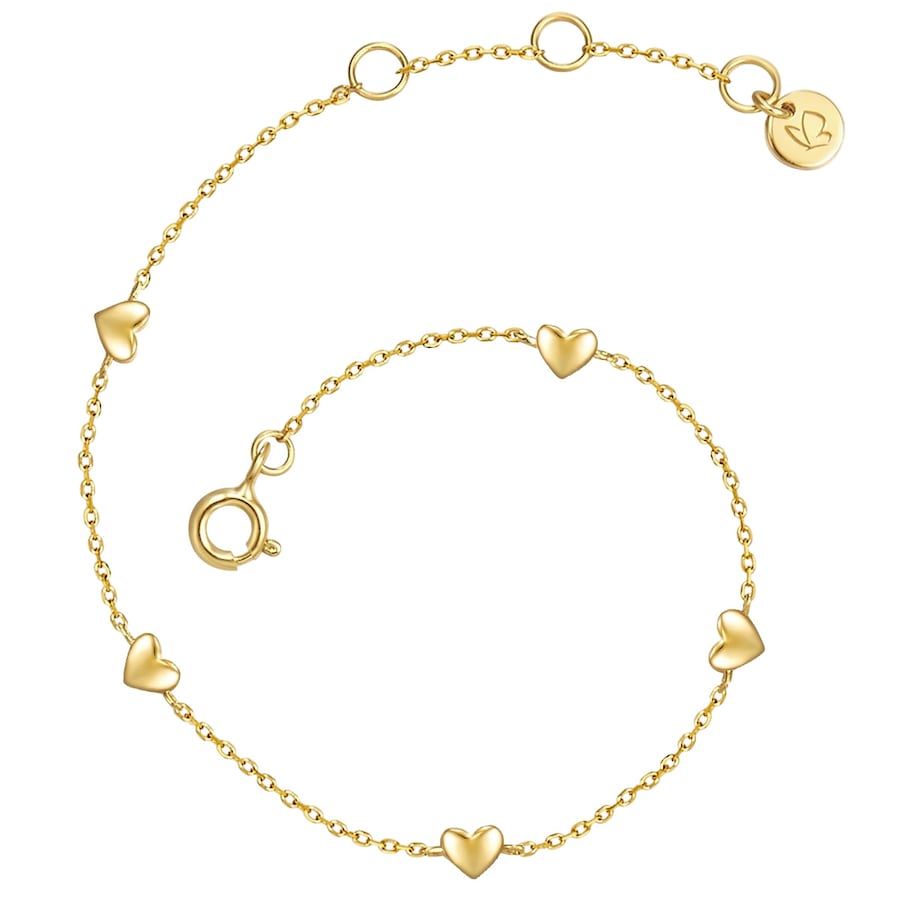 Glanzstücke München Armband Herz aus Sterling Silber in gelbgold 15,0 cm Basislänge + 3,0 Verlängerung Damen