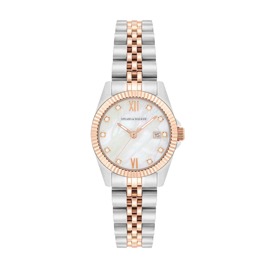Spears & Walker Armband-Uhr aus Edelstahl in silber/roségold 27,5 mm Damen