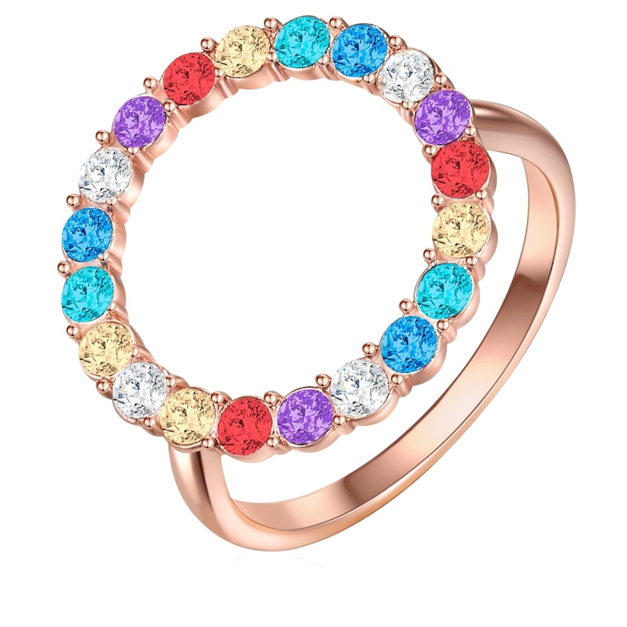 Lulu & Jane Ring Kreis Messing verziert mit Kristallen von Swarovski in Roségold 58 Damen