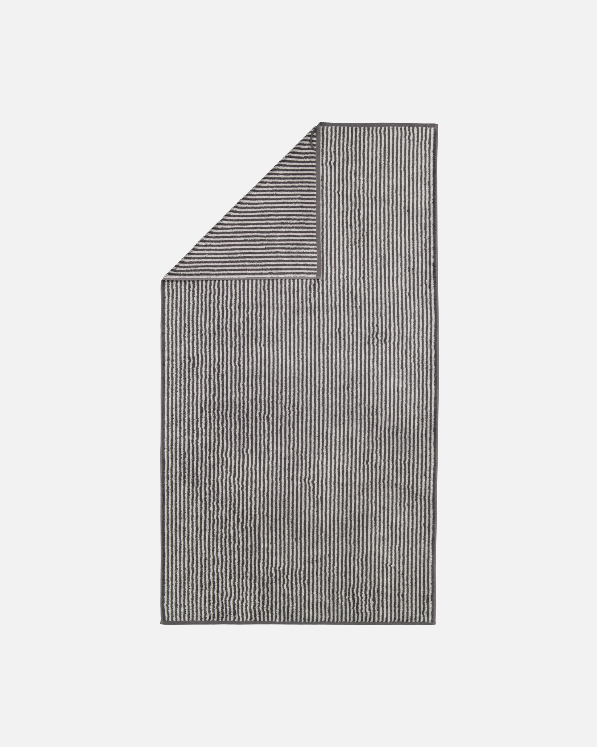Handtuch für Unisex Cawö Cawö Handtücher Two-Tone Stripes 480 basalt - 73 Duschtuch 80x150 cm