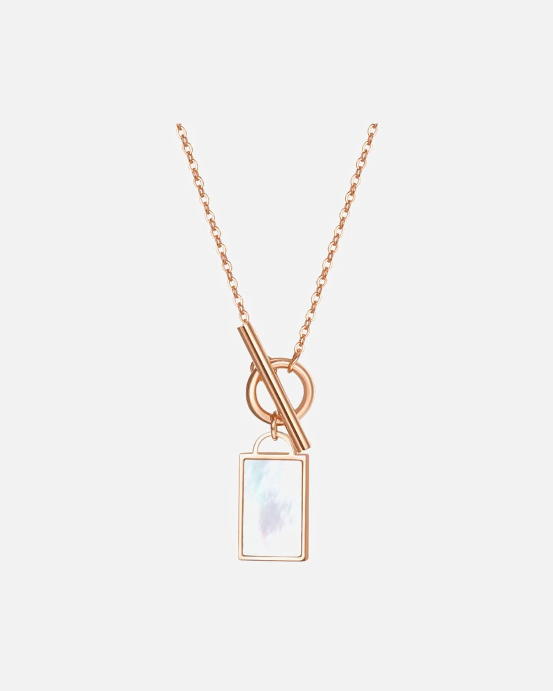 Halskette für Weiblich Hey Happiness Default Brand Line Muschel Anhänger T-Bar Halskette – Edelstahl Kette – wasserfest Rosegold