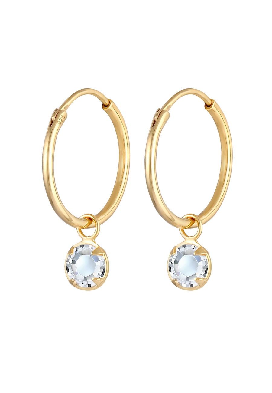 Elli Creolen Solitär Kristalle 925 Silber goldfarben Damen