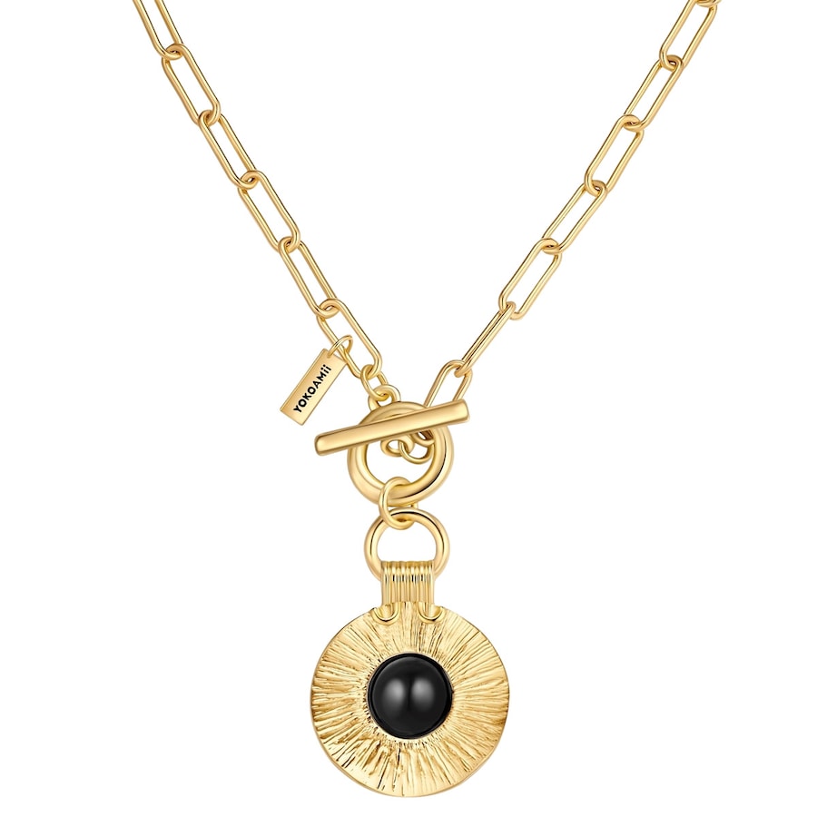 Yokoamii Halskette aus Metall-Legierung in Gelbgold mit Achat 45,0 cm Damen