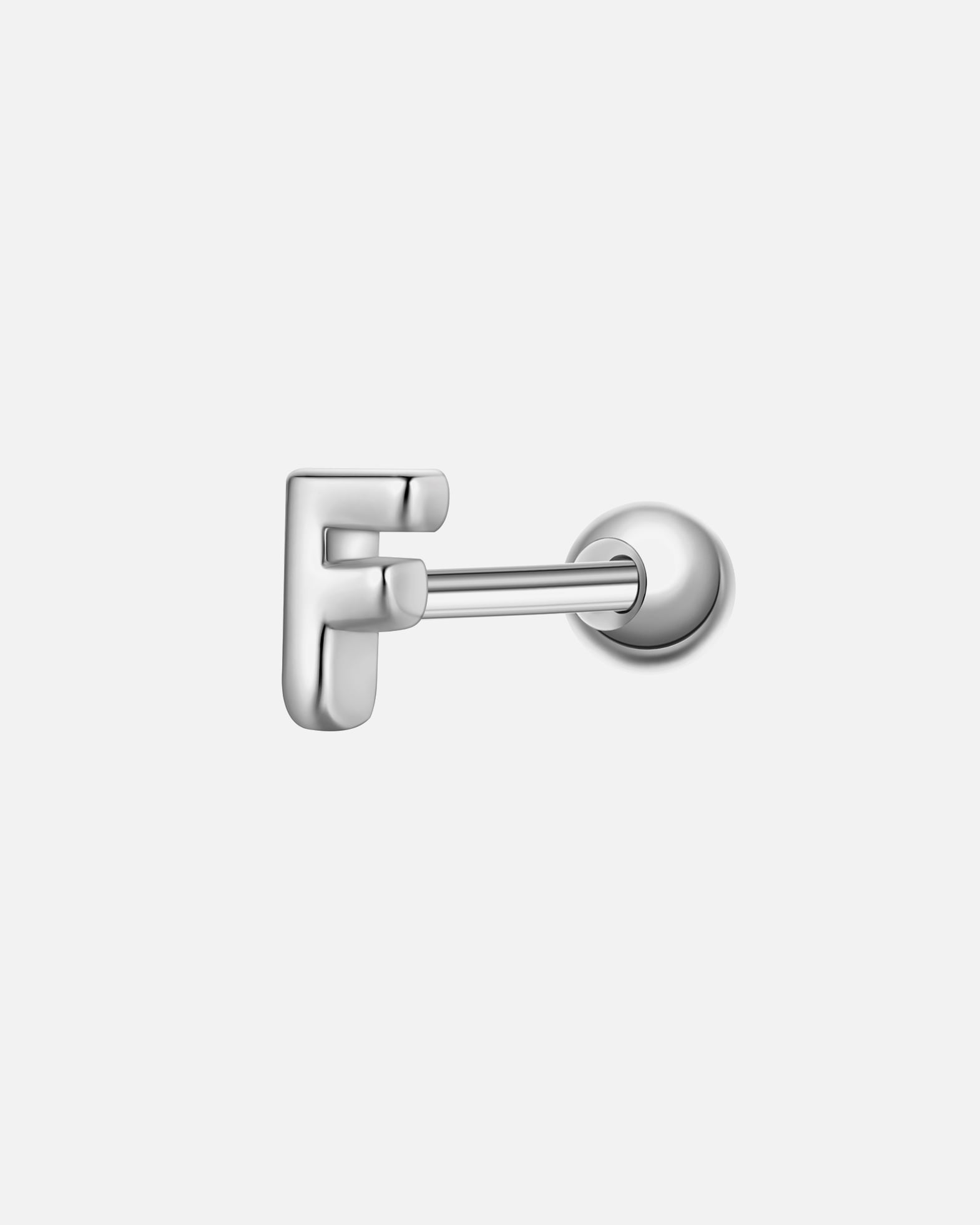 Ohrringe für Weiblich Glanzstücke München Piercing Buchstabe F aus Sterling Silber in silber 4,2 mm