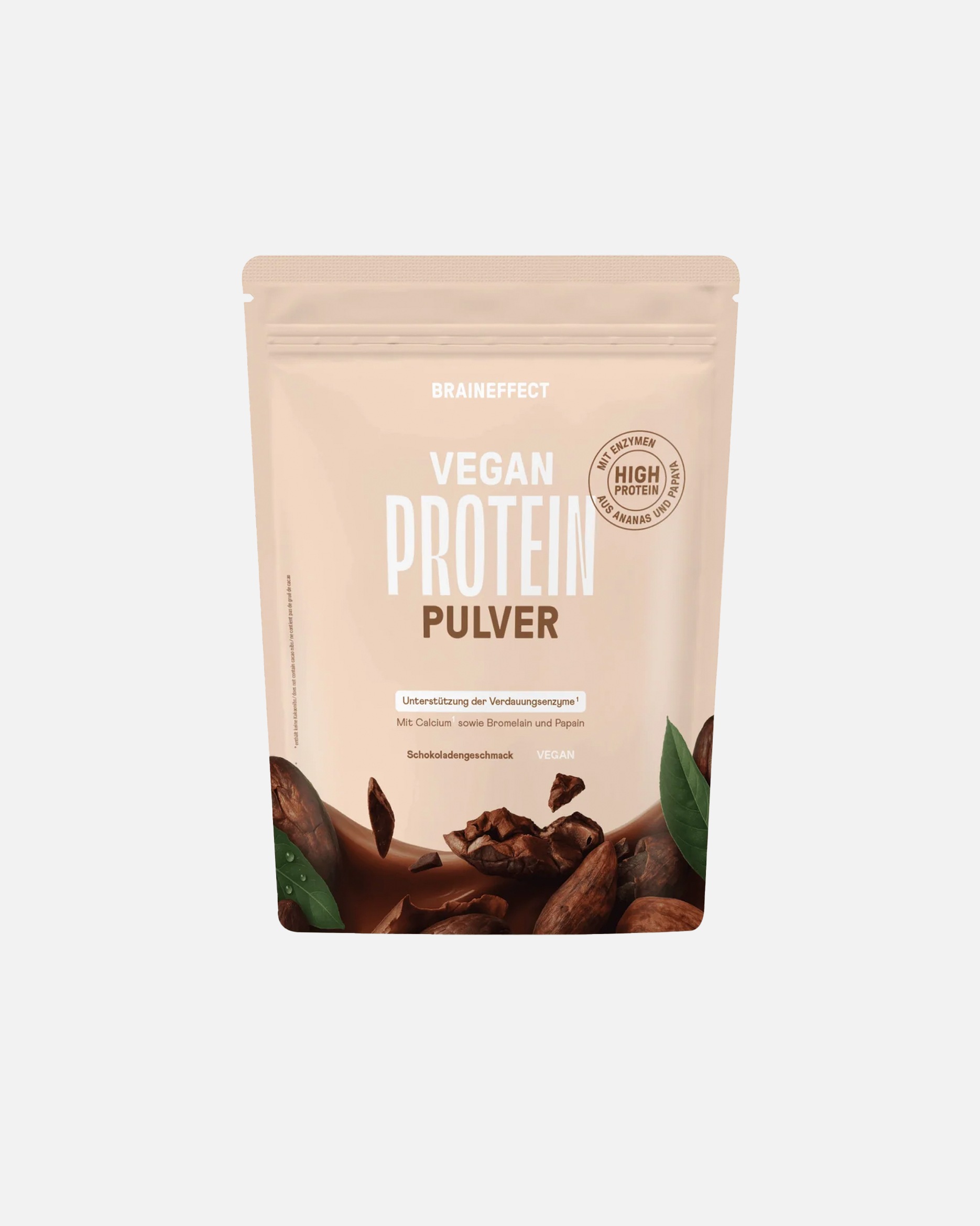 Nahrungsergänzung Proteine für Unisex BRAINEFFECT VEGAN PROTEIN PULVER - Pflanzlicher Protein-Komplex mit Verdauungsenzymen 600 g Pulver