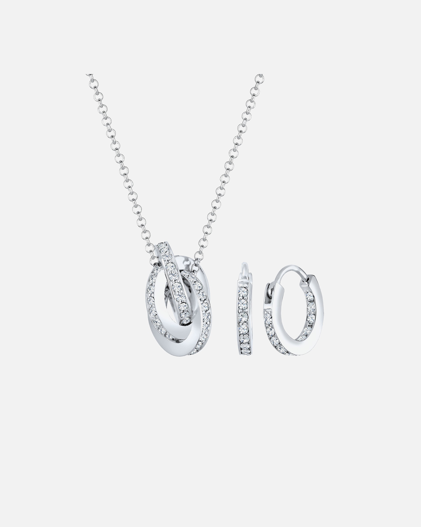 Schmuckset für Weiblich Elli PREMIUM Geo Kreis Knoten 925 Silber, mit Kristallen von Swarovski® silberfarben