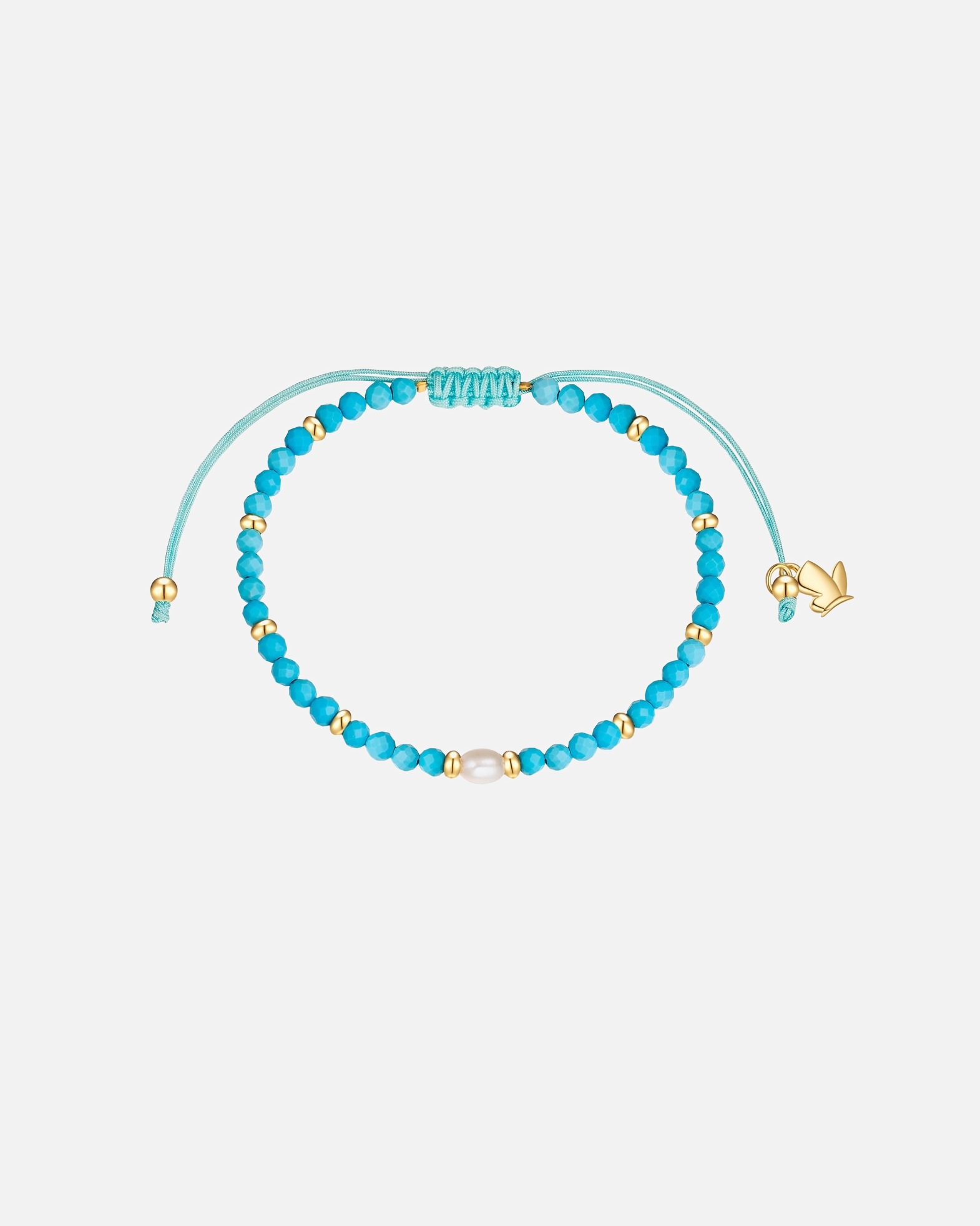 Armband für Weiblich Glanzstücke München Armband aus Edelstahl in Gelbgold mit Türkis (rek.) und Süßwasser-Zuchtperle 15,0 - 22,0 cm, flexibel einstellbar