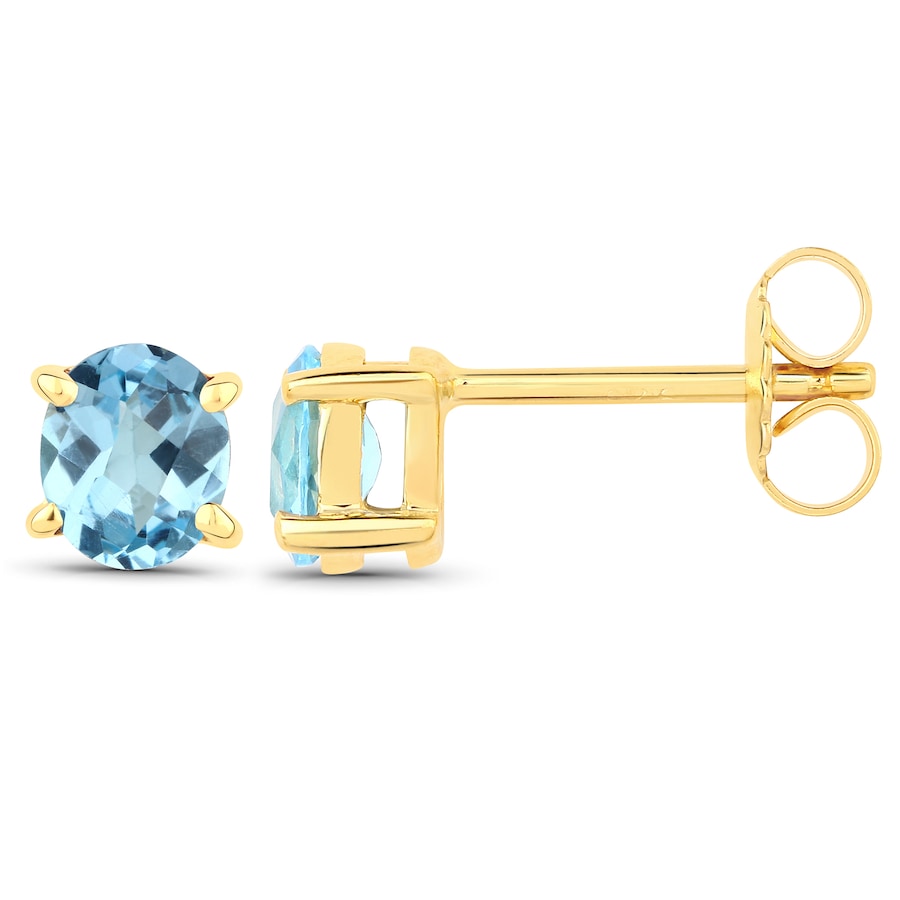 Vira Jewels Ohrstecker 925/- Sterling Silber Blautopas beh. blau 1,4ct. gelb vergoldet Damen