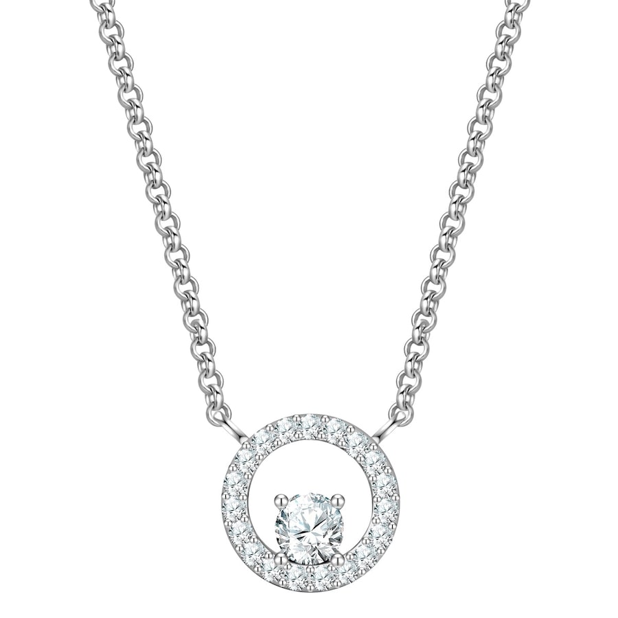 Yokoamii Halskette aus Messing in silber mit Zirkonia 40,0 cm Basiskette + 5,0 Verlängerung Damen
