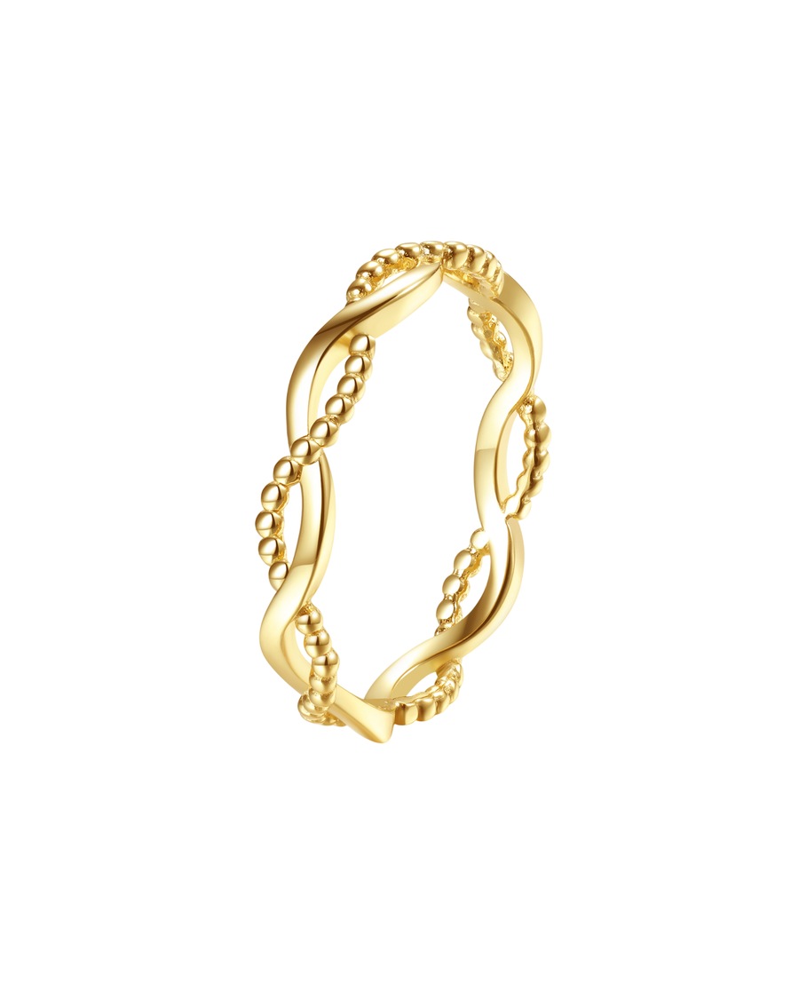 Hey Happiness Doppel Helix-Ring 925 Sterlingsilber vergoldet 52 Damen