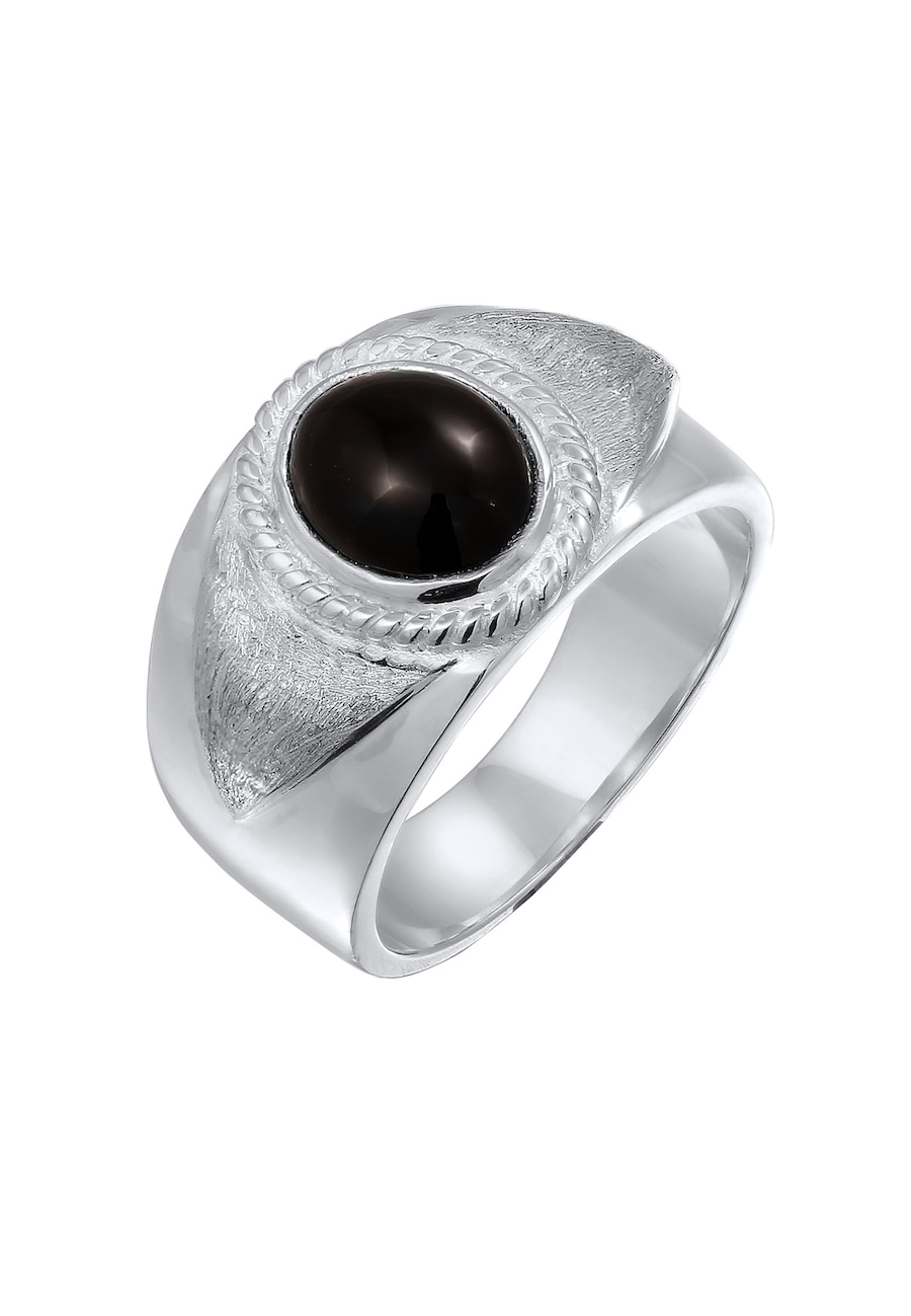 KUZZOI Siegelring Schwarz Onyx 925 Sterling Silber 66 Herren