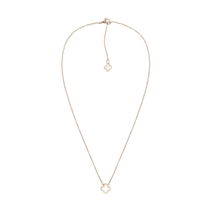 Lenoites Kette Mit Anhänger 'Four-leaf Clover Mini' Grau Damen