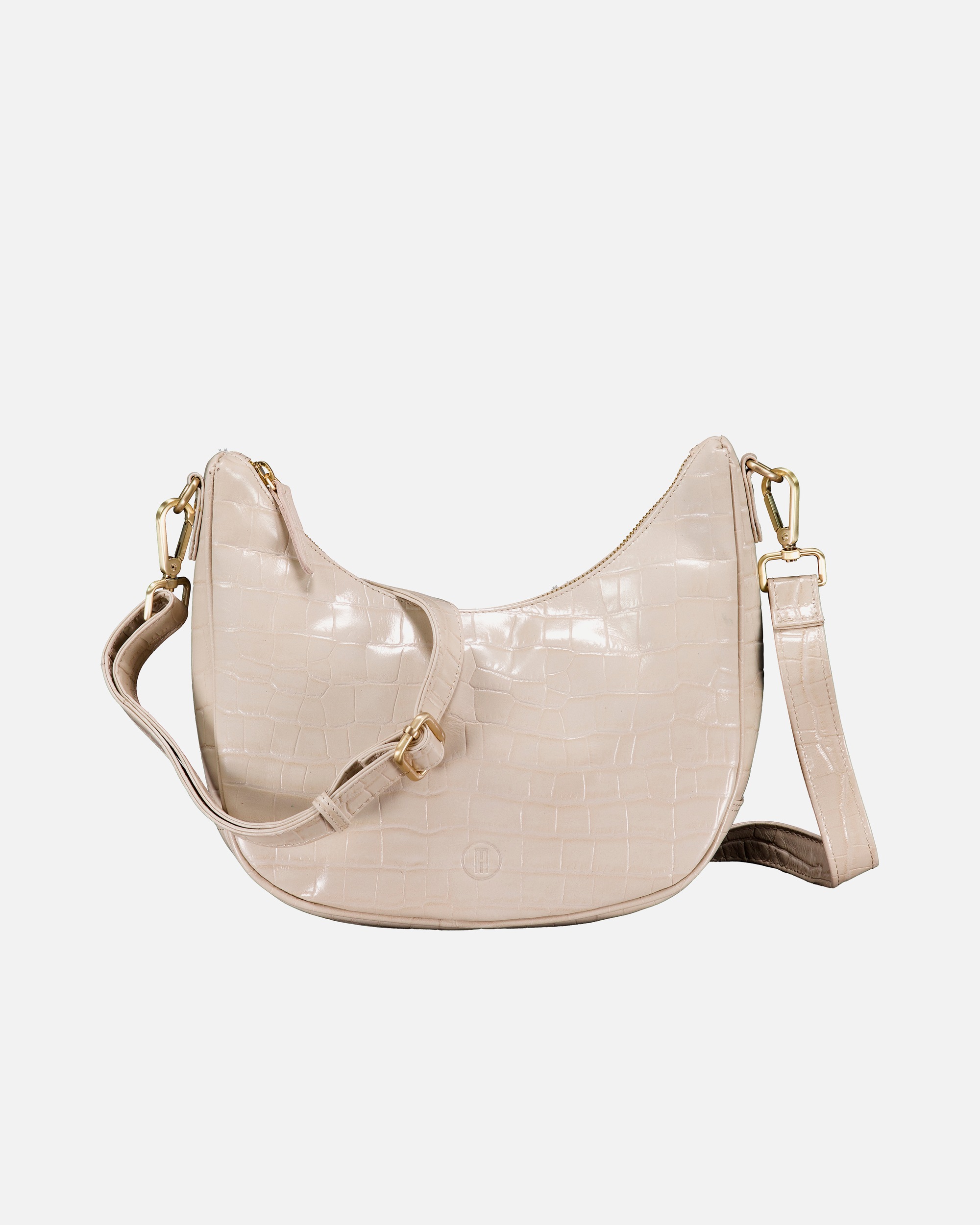 Umhängetasche für Weiblich Hausfelder Manufaktur Beuteltasche Kroko Light Beige