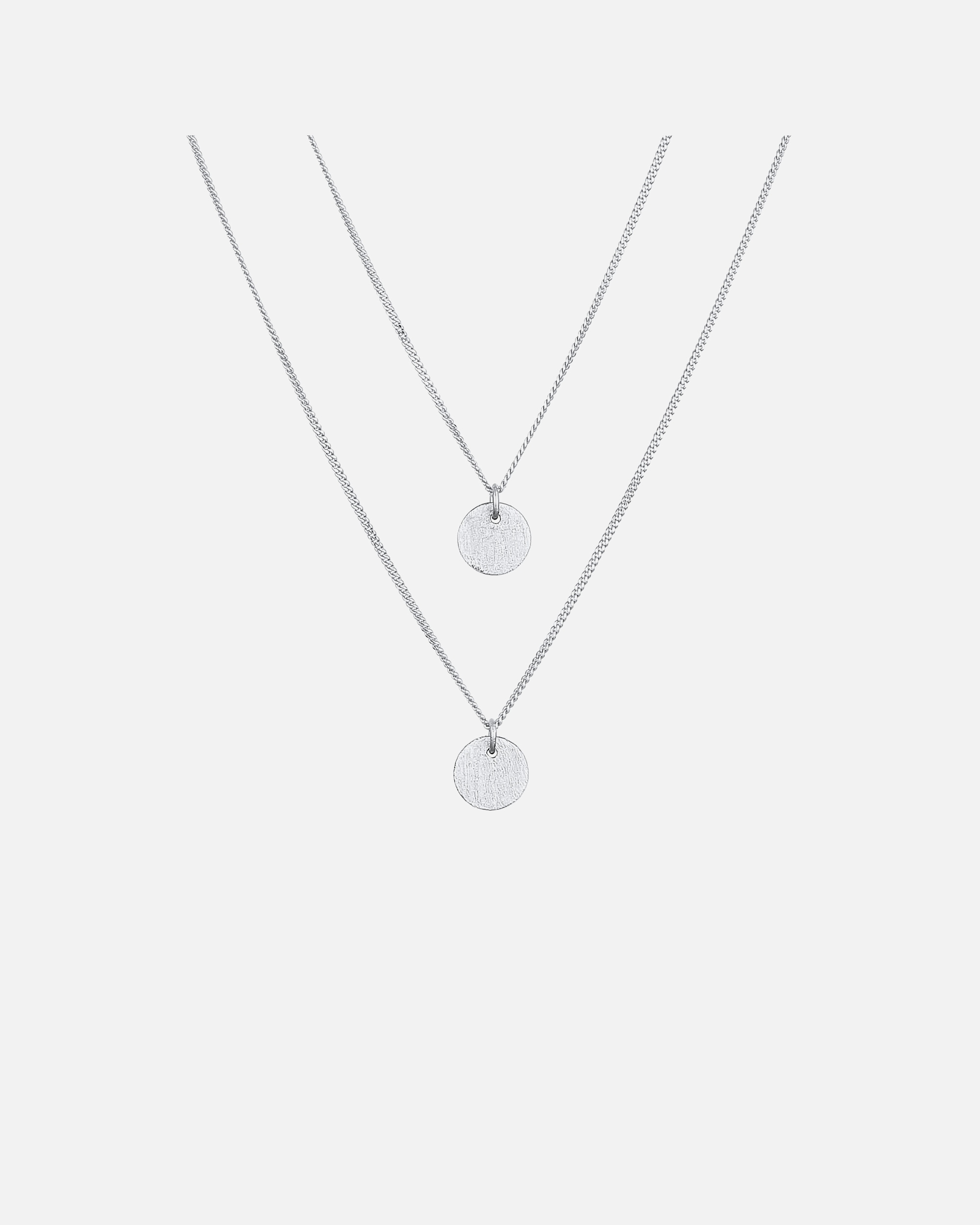 Halskette für Weiblich Elli 2-lagig Layer Plättchen Rund Gebürstet 925 Silber 45