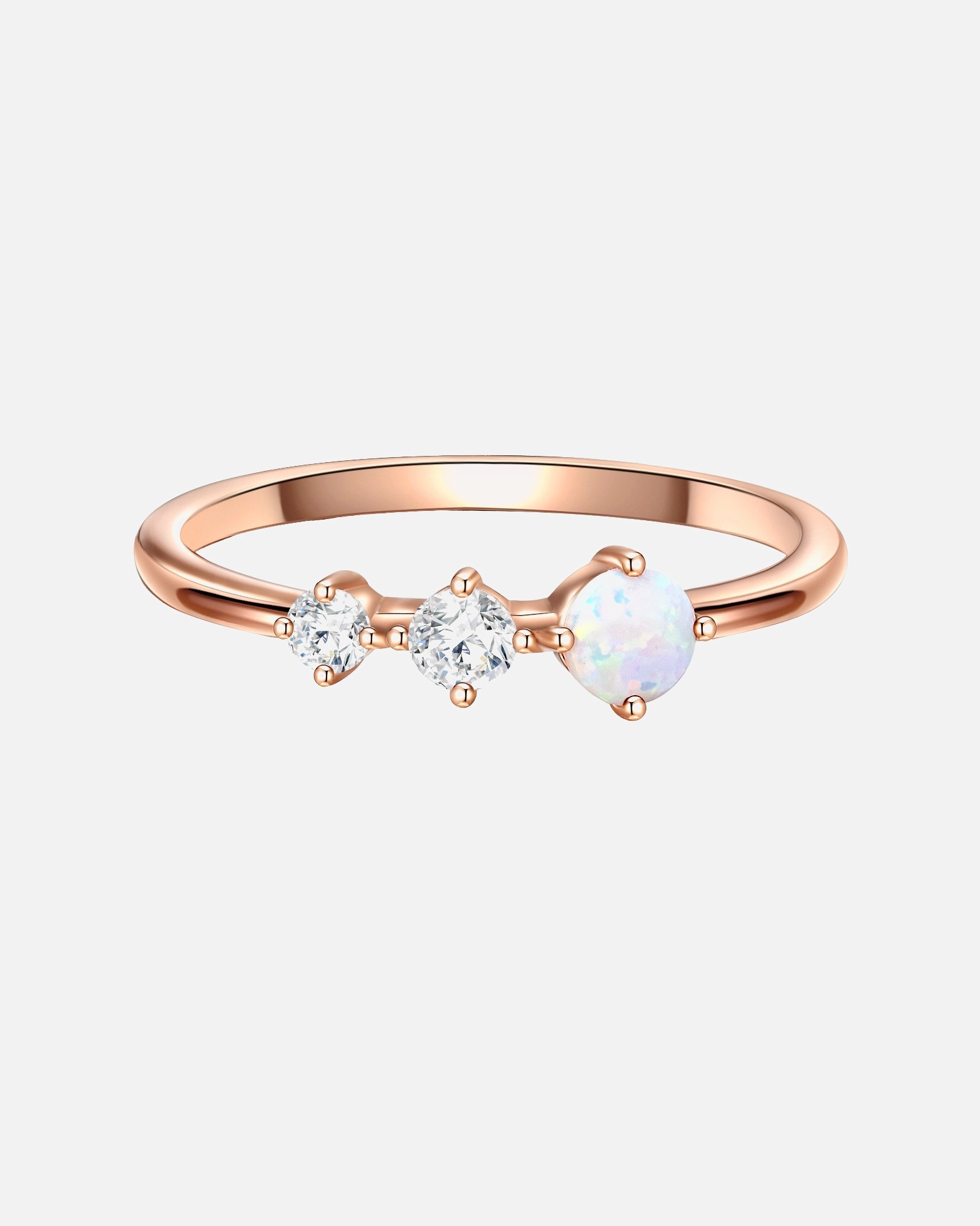 Ring für Weiblich Glanzstücke München Ring aus Sterling Silber in roségold mit Zirkonia und Opal 48