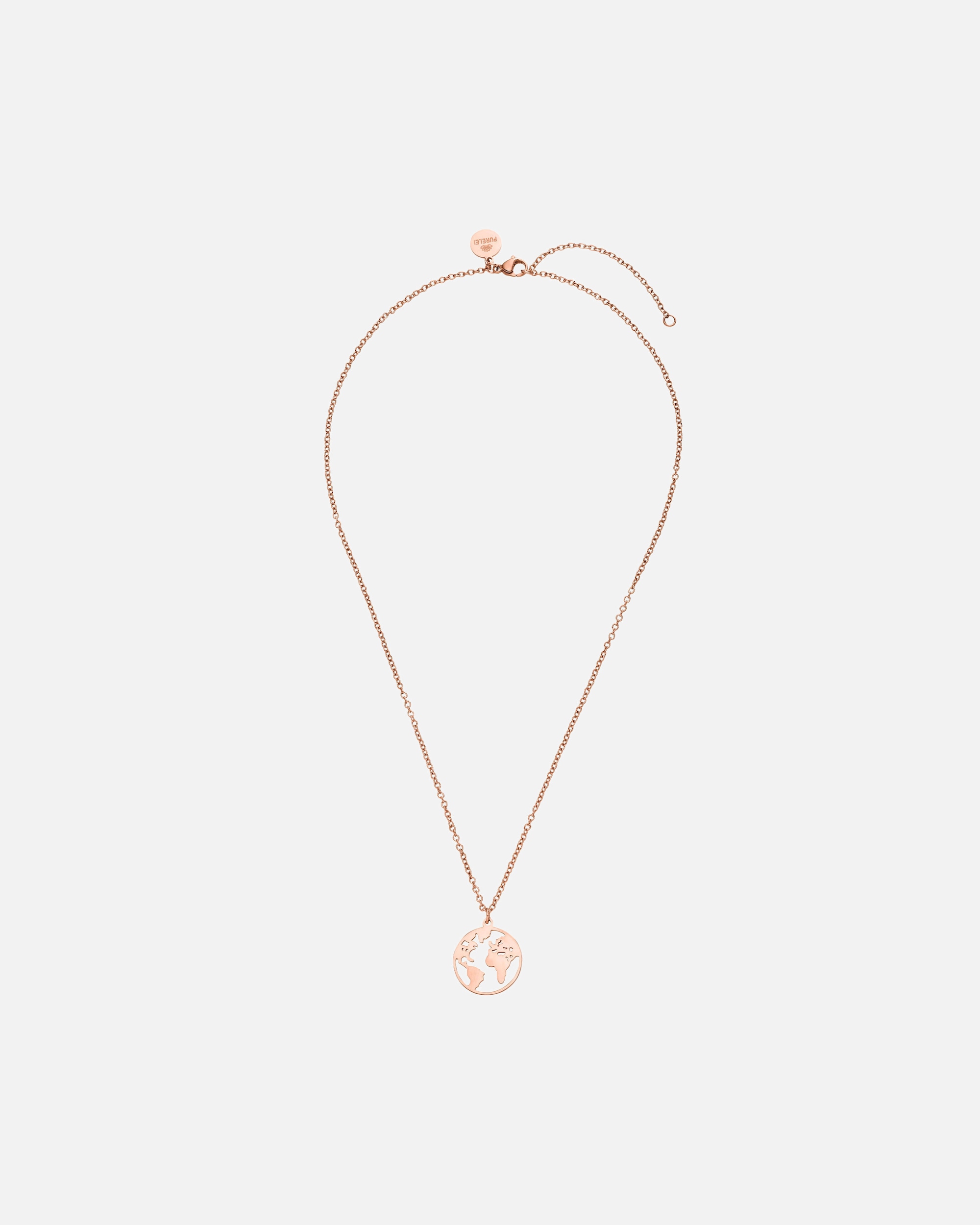 Halskette für Weiblich Purelei World Map Kette 100% Edelstahl Rosegold