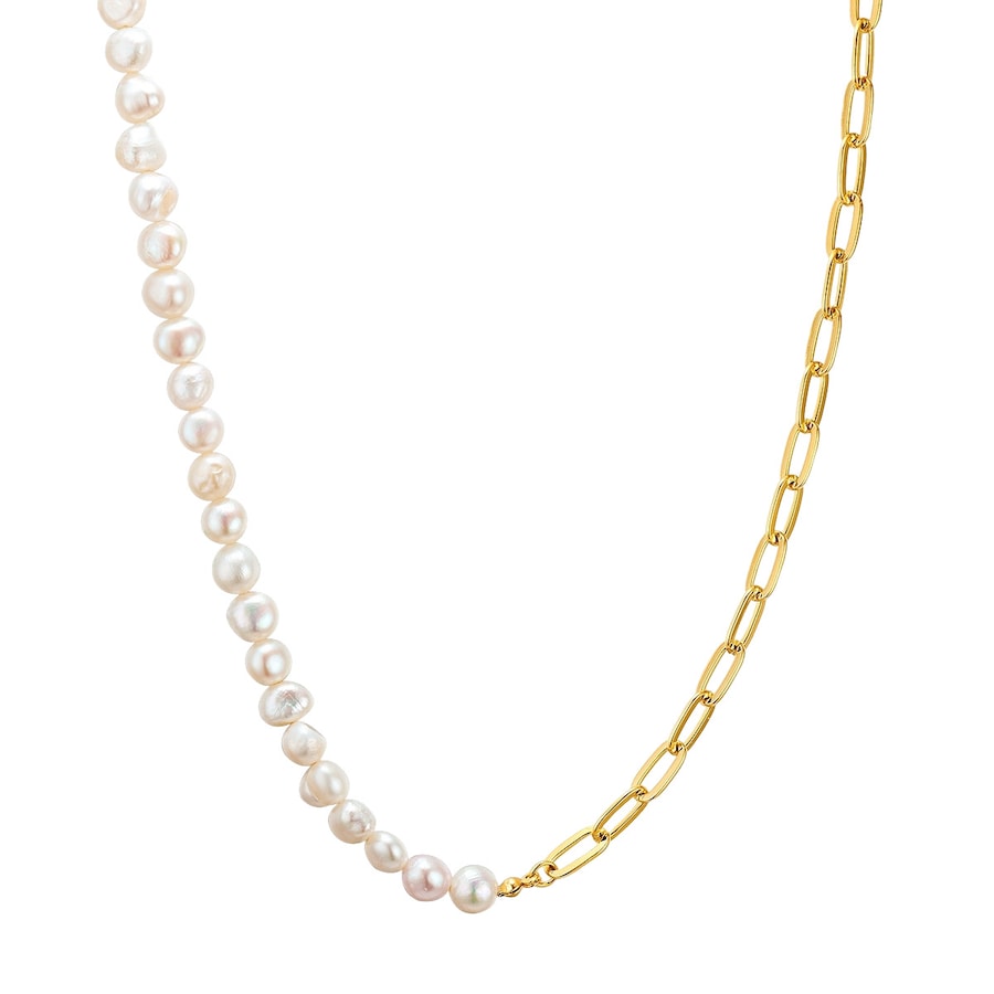 Yokoamii Halskette Metall Süßwasser-Zuchtperle in Gelbgold 43,0 cm Damen