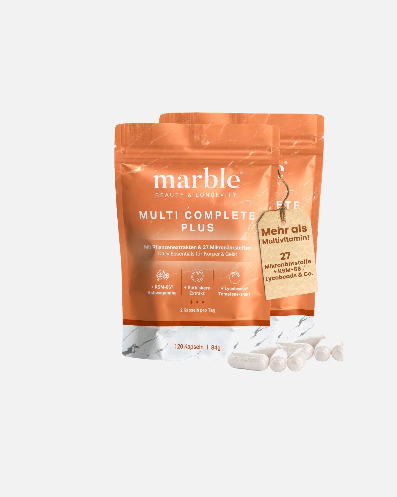 Vitamine für Unisex marble Multi Complete Plus mit 27 Mikronährstoffen & Pflanzenextrakten 2er Pack marble Multi Complete Plus