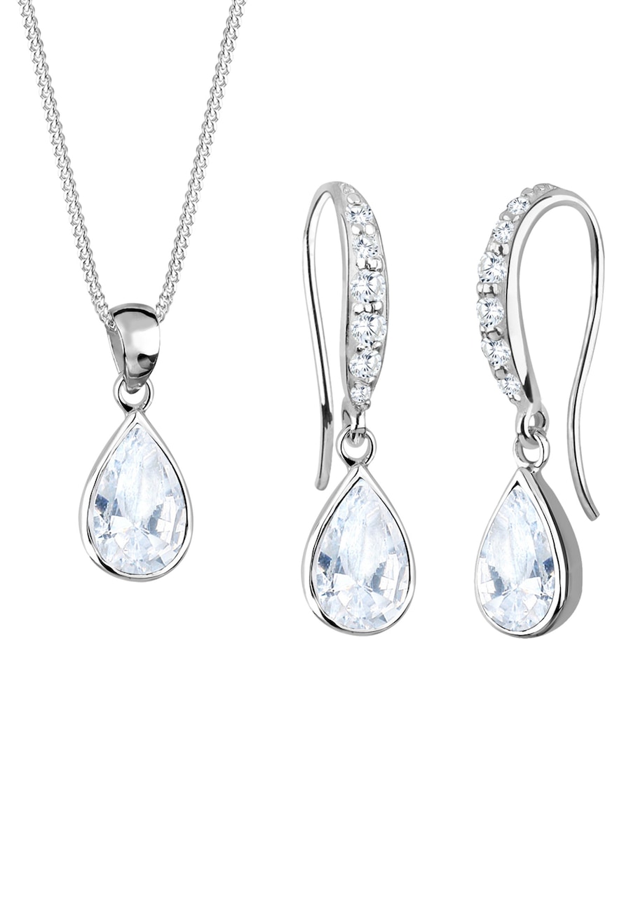 Elli Schmuckset Tropfen Zirkonia 925 Sterling Silber Weiß Damen