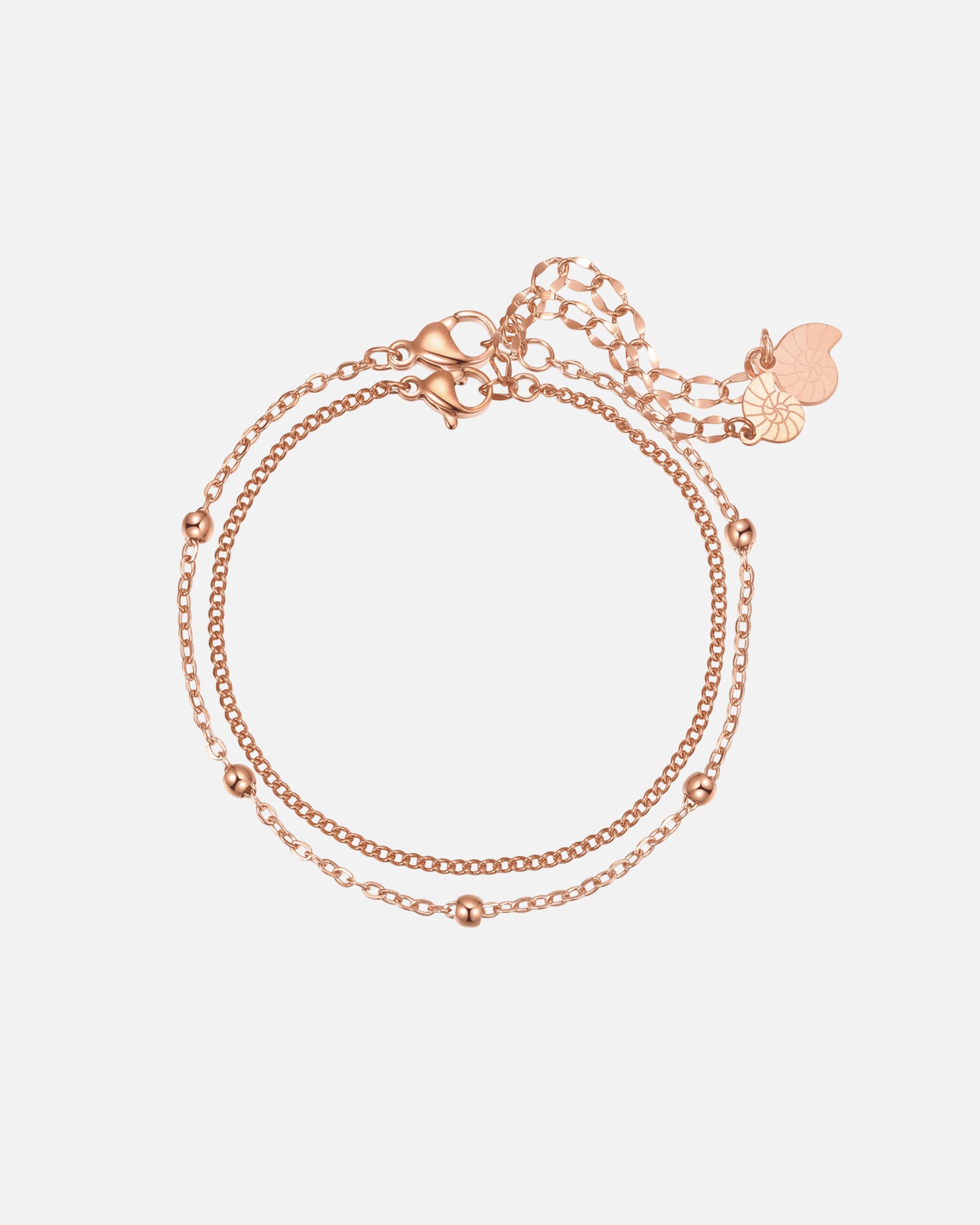 Armband für Weiblich Hey Happiness Default Brand Line Layer Armband-Set Duo Kugel aus Edelstahl Rosegold