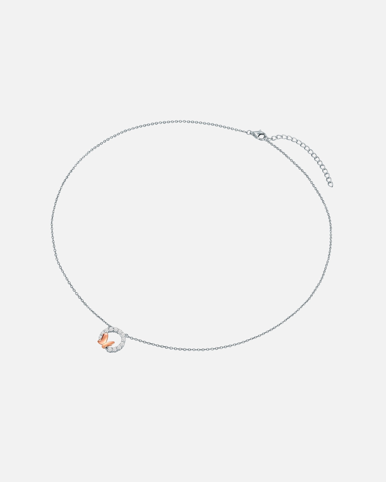 Halskette für Weiblich Rafaela Donata Halskette Schmetterling Sterling Silber Zirkonia in Silber/Roségold 42,0 cm Basiskette + 5,0 cm Verlängerung