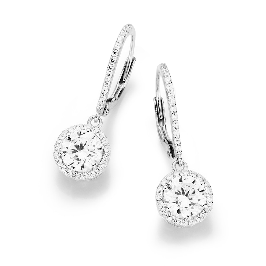 Smart Jewel Ohrhaken elegant mit Brisur, Silber 925 Onesize Weiss Damen