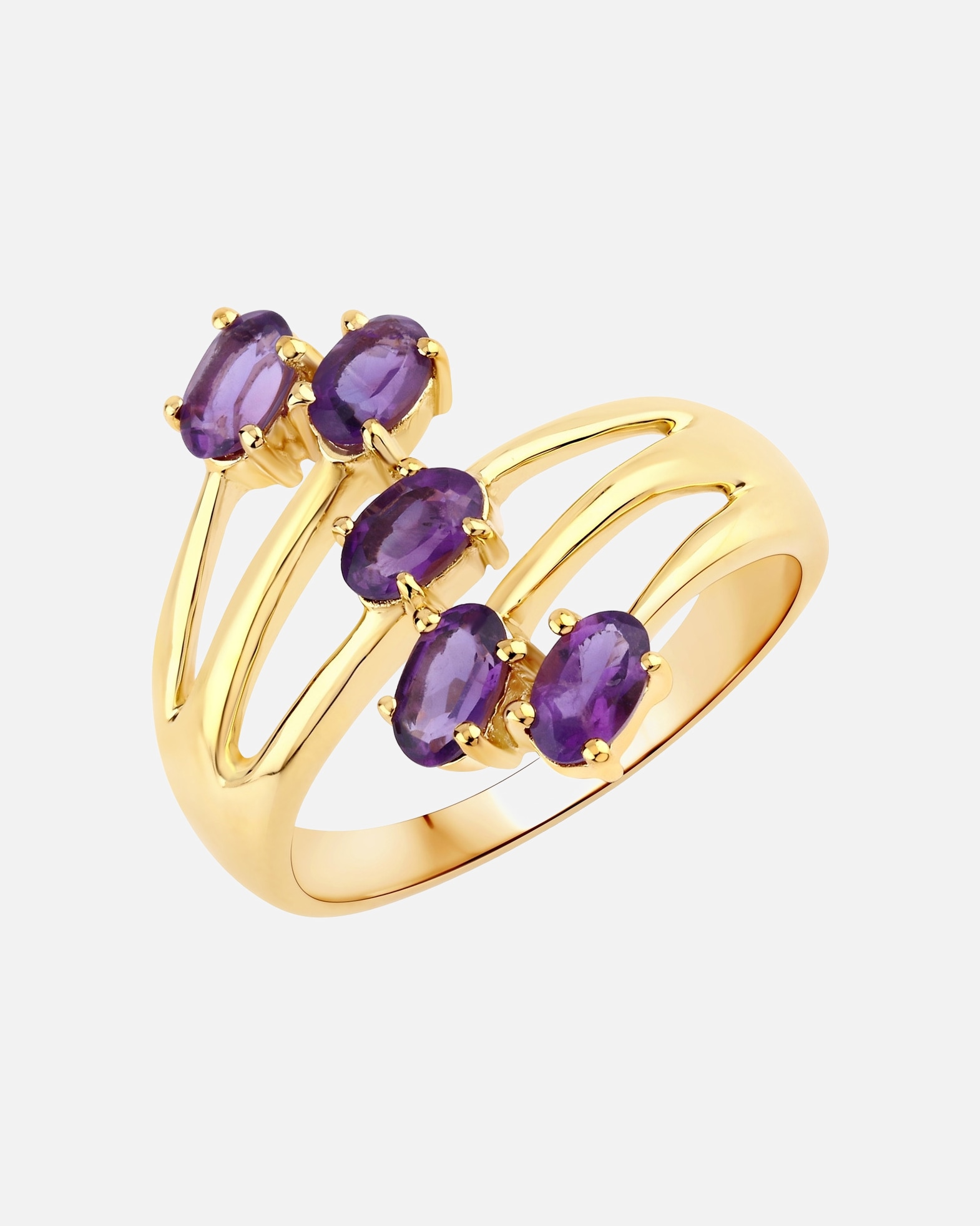 Ring für Weiblich Rafaela Donata Ring Sterling Silber Amethyst in Gelbgold 54