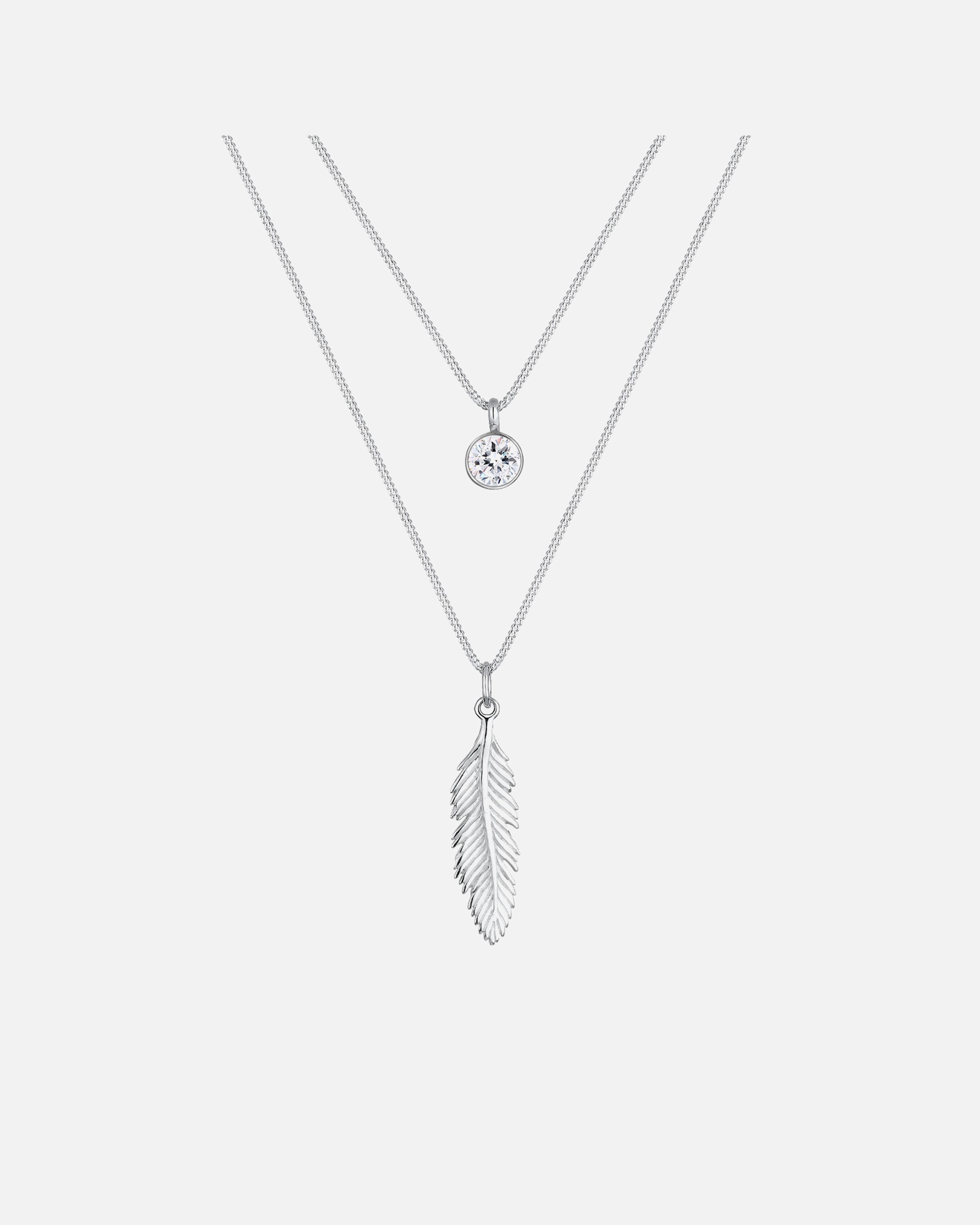 Halskette für Weiblich Elli Feder Boho 925 Silber, mit Kristallen von Swarovski® 45