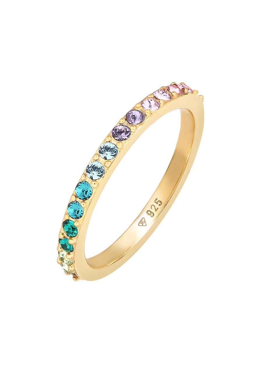 Elli Bandring Kristall Multi-Colour Pastell 925 Silber 56 Damen