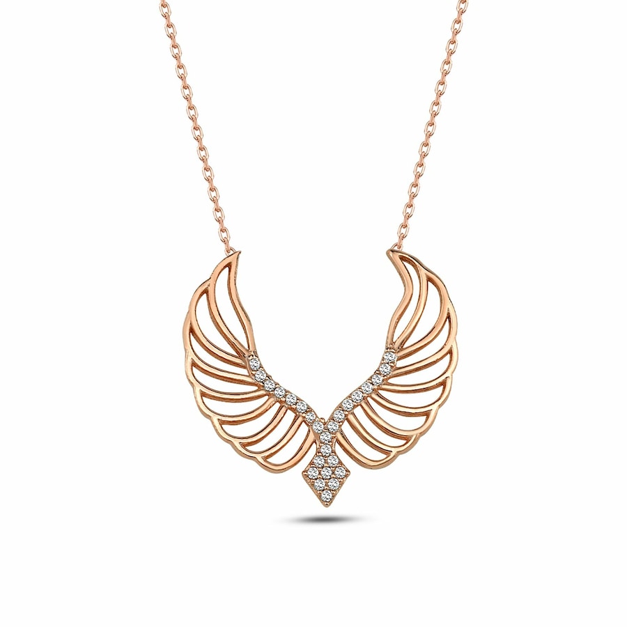 dKeniz Anhänger mit Kette 925/- Sterling Silber Zirkonia weiß 42 cm + 3cm Weiss Damen