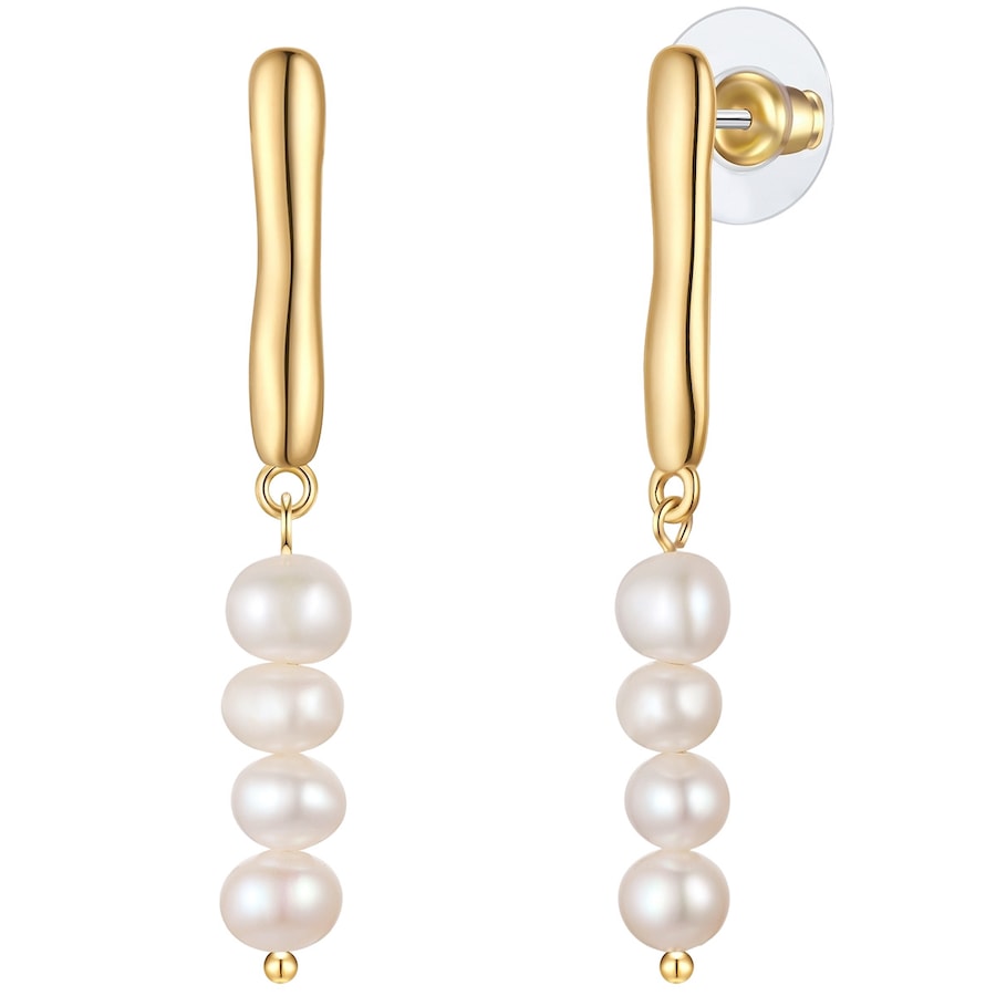 Yokoamii Perlen-Ohrhänger aus Metall-Legierung in Gelbgold mit Süßwasser-Zuchtperle 51,4 mm Damen