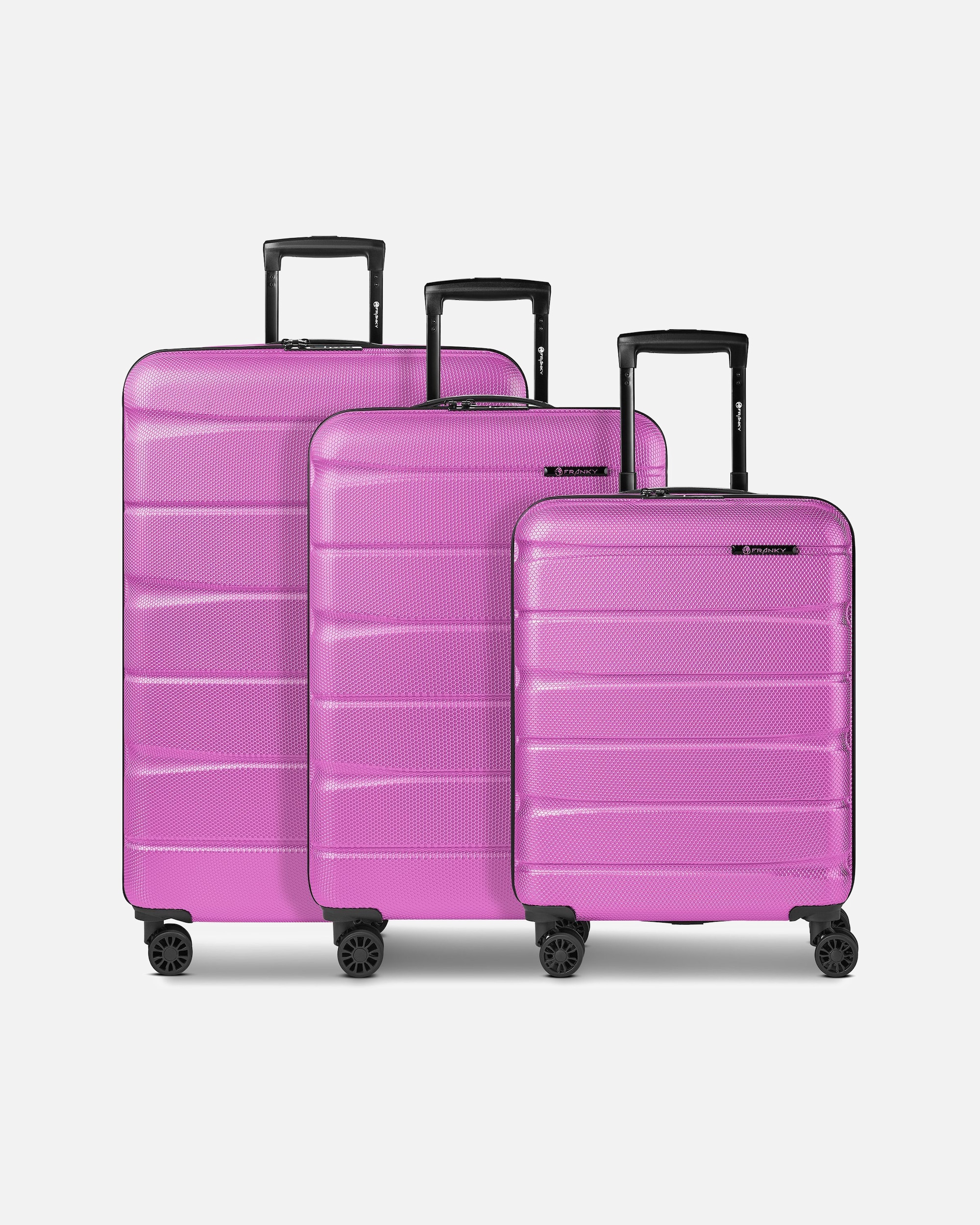 Koffer für Männlich Franky Munich 4.0 4 Rollen Kofferset 3-teilig mit Dehnfalte pink dull