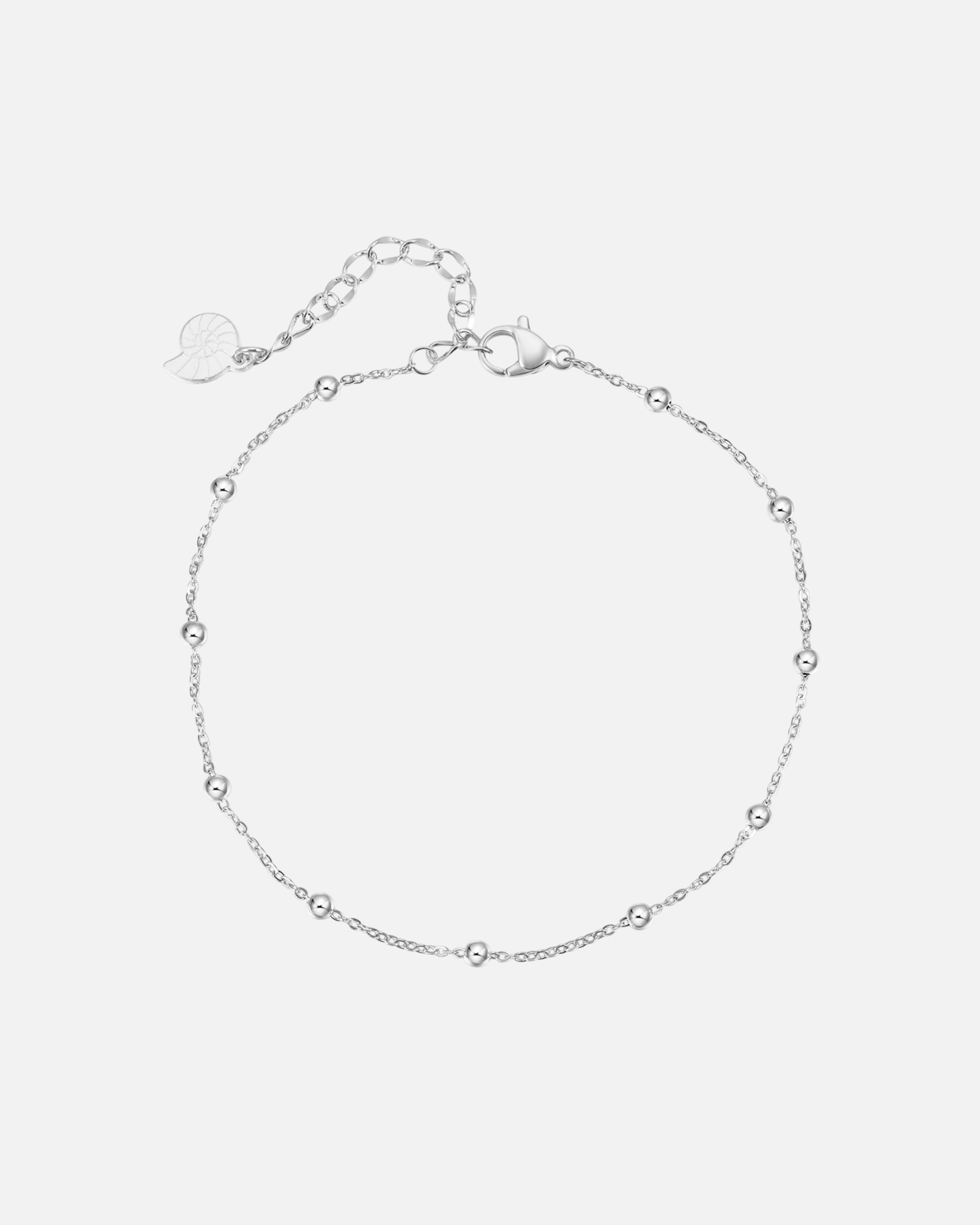 Fußschmuck für Weiblich Hey Happiness Default Brand Line Fußkettchen mit kleinen Kugeln, aus Edelstahl Silber