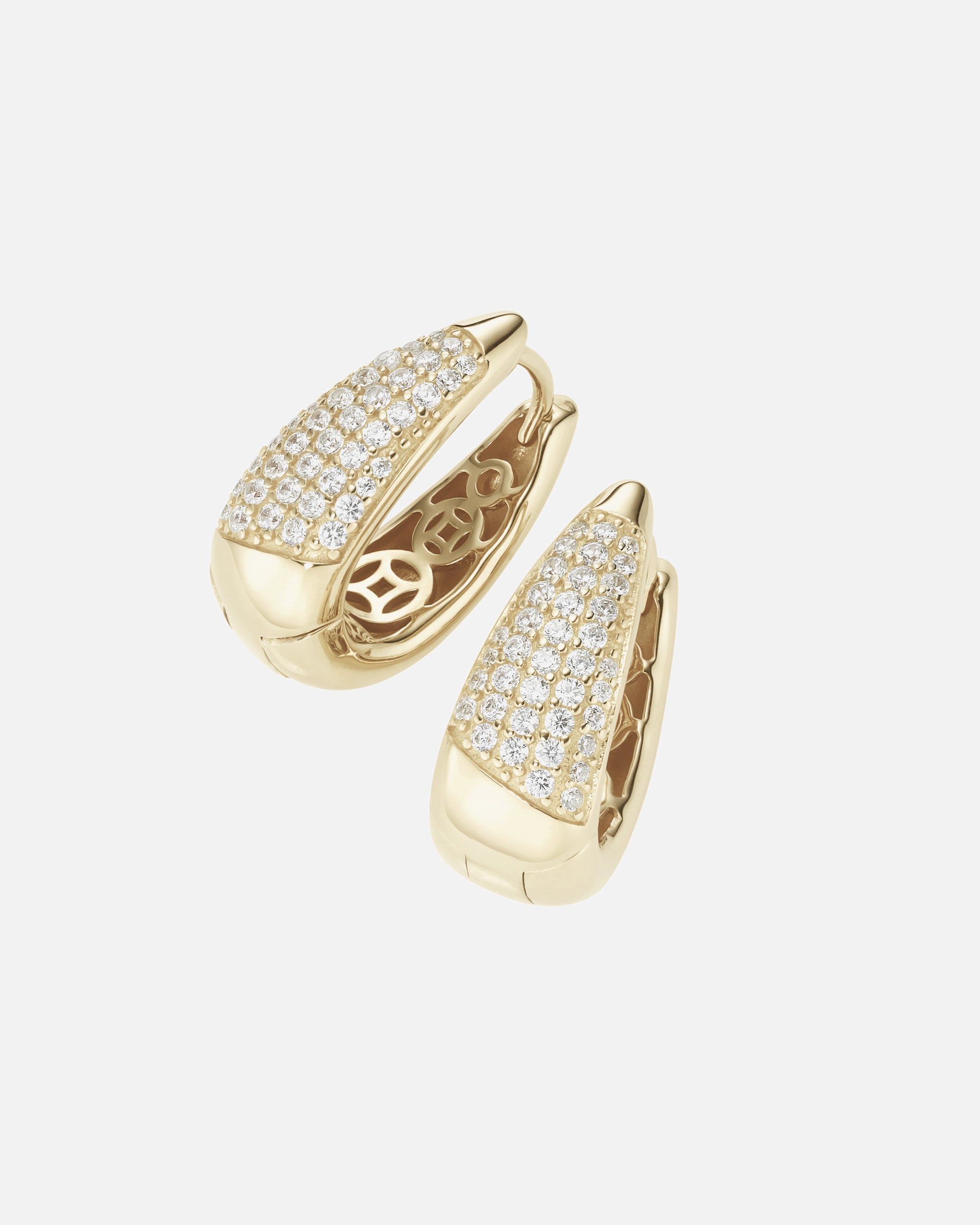 Ohrringe für Unisex Giorgio Martello Milano Klappcreolen ovale Form, mit Zirkonia, Silber 925 Gold