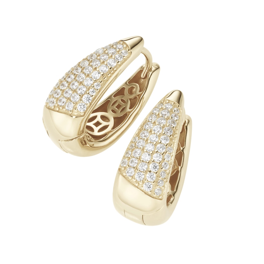 Giorgio Martello Milano Klappcreolen ovale Form, mit Zirkonia, Silber 925 Gold