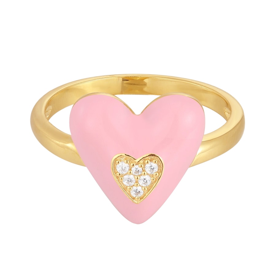 Glanzstücke München Ring Herz Sterling Silber Zirkonia in Gelbgold 58 Damen