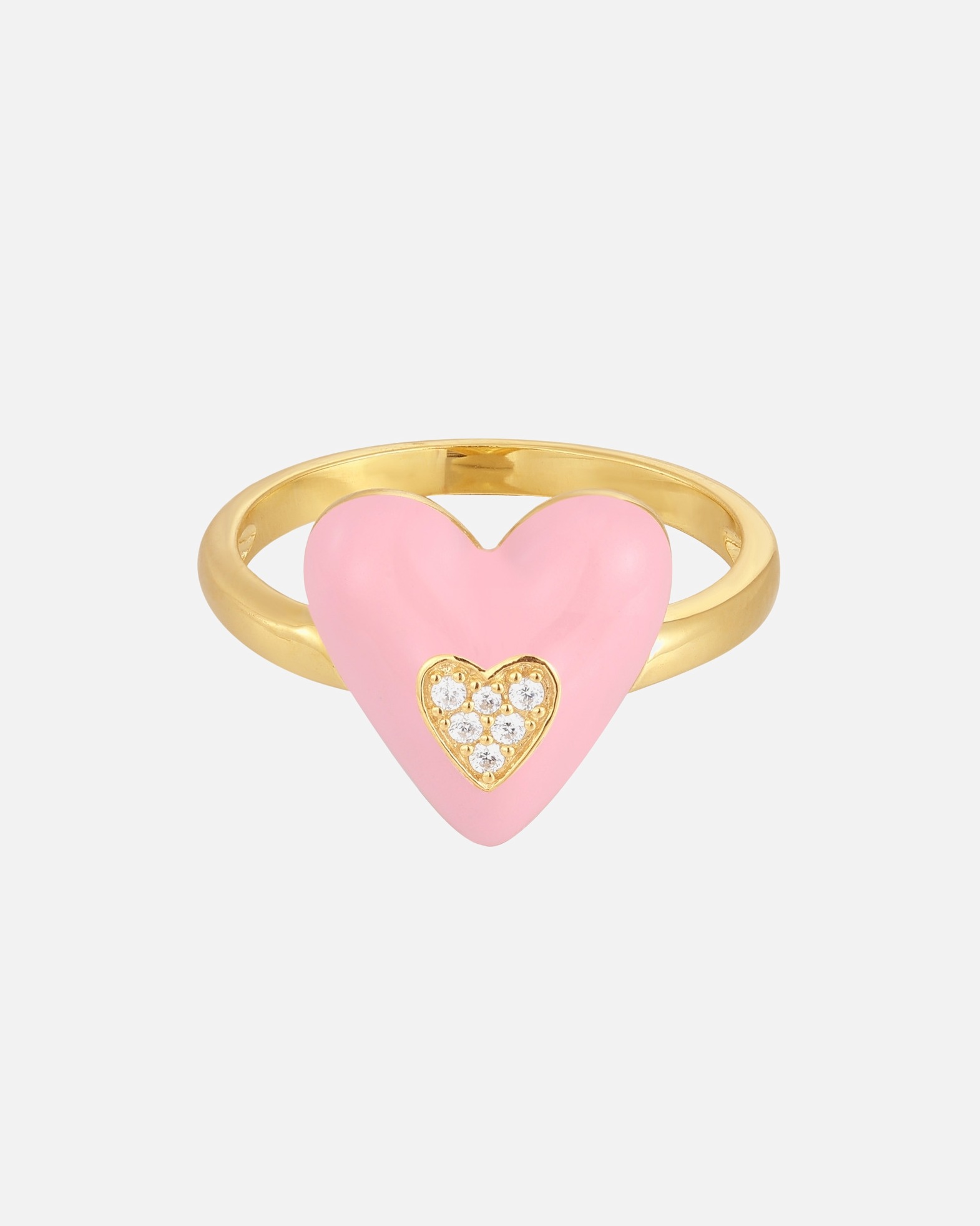 Ring für Weiblich Glanzstücke München Ring Herz Sterling Silber Zirkonia in Gelbgold 48