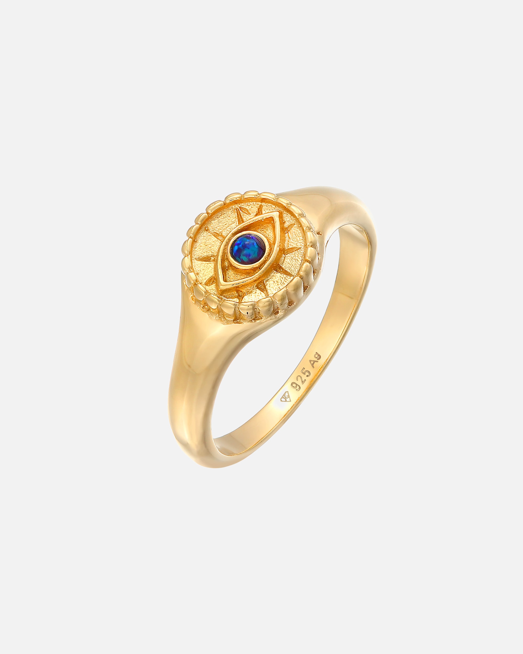 Ring für Weiblich Elli Elli Ring Siegelring Evil Eye Blue synth. Opal 925 Silber 56